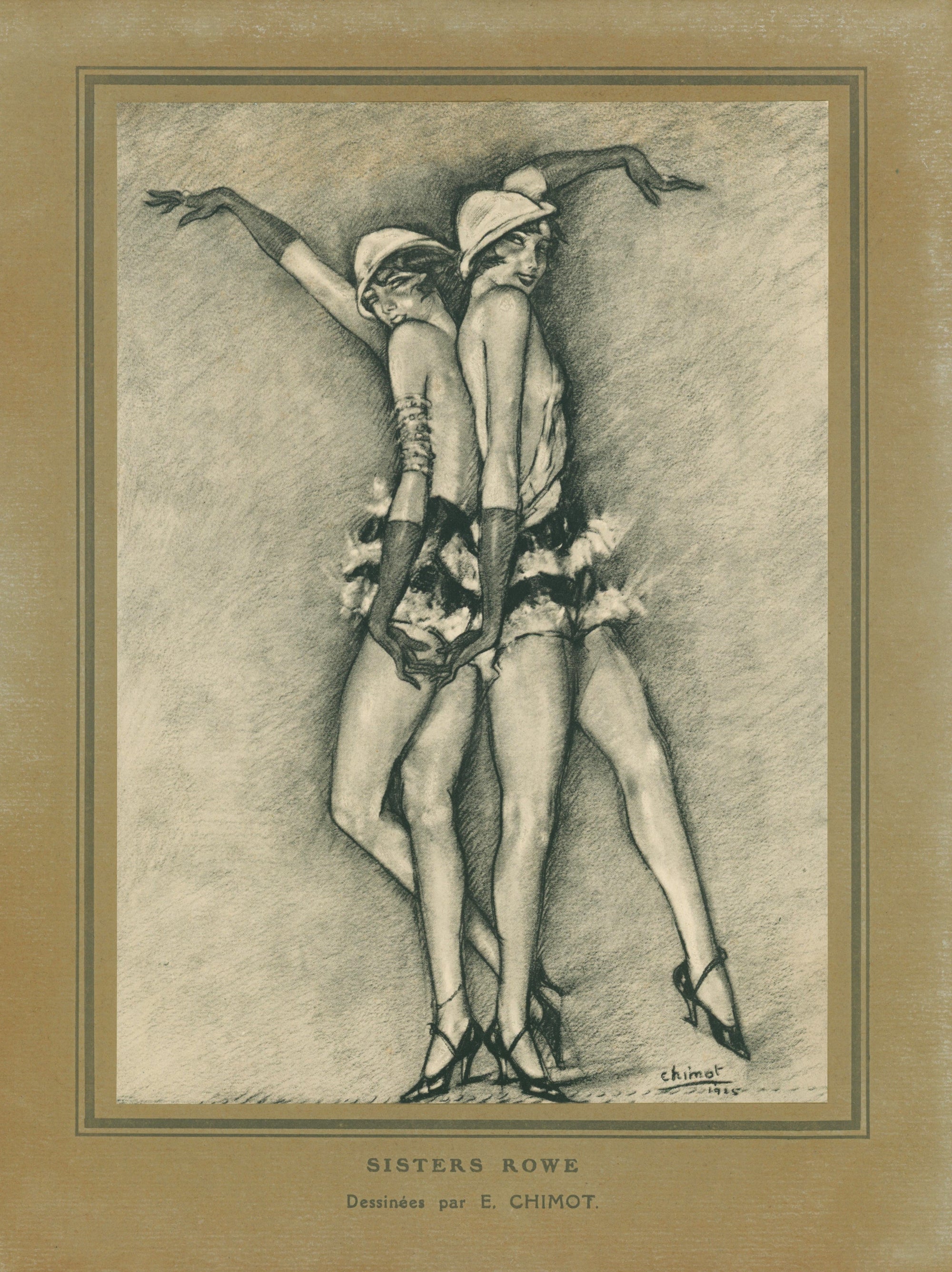 Bonjour Paris- Sisters Rowe - Authentic Vintage Antique Print