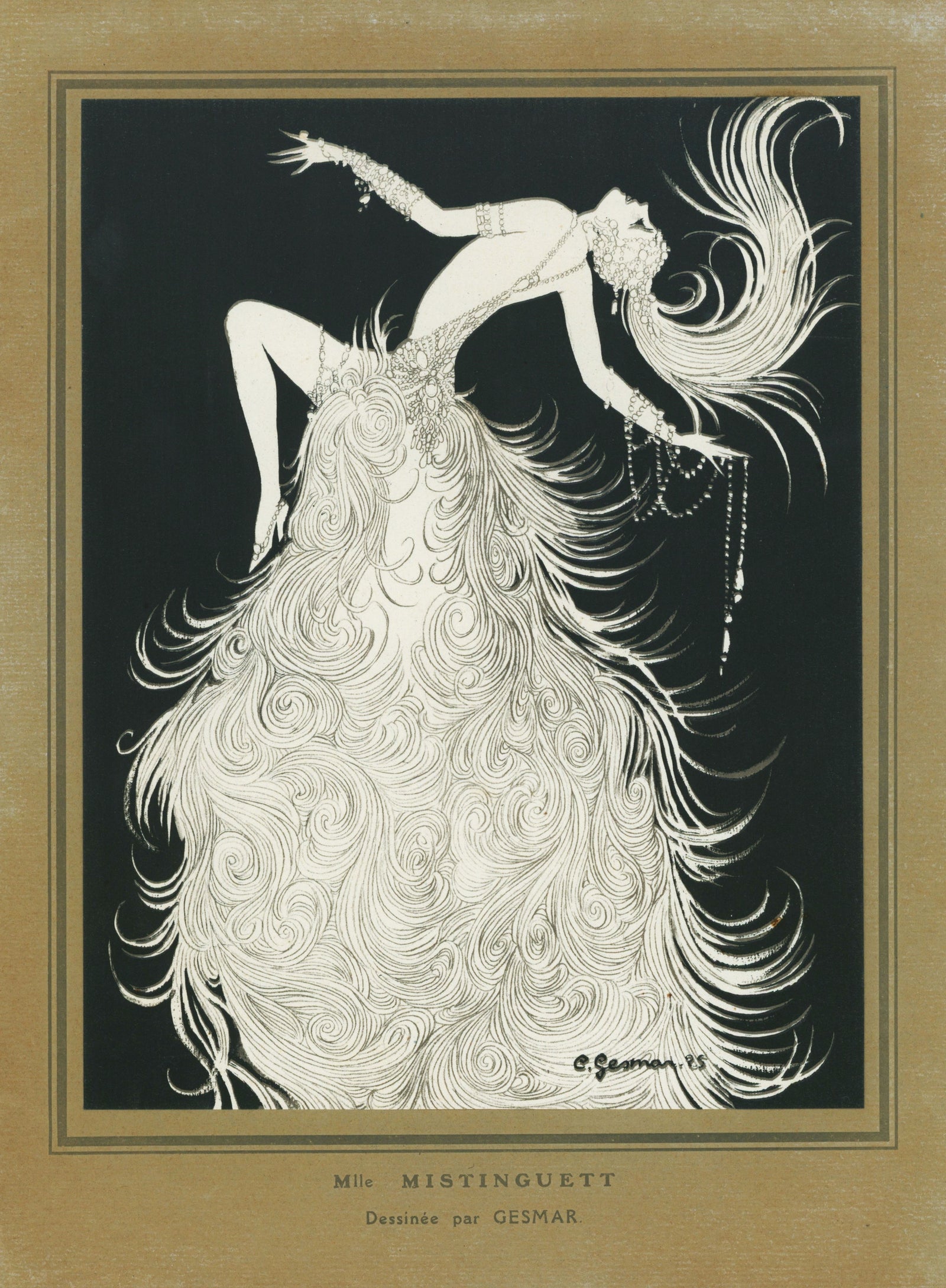 Bonjour Paris- Mlle Mistinguett - Authentic Vintage Antique Print