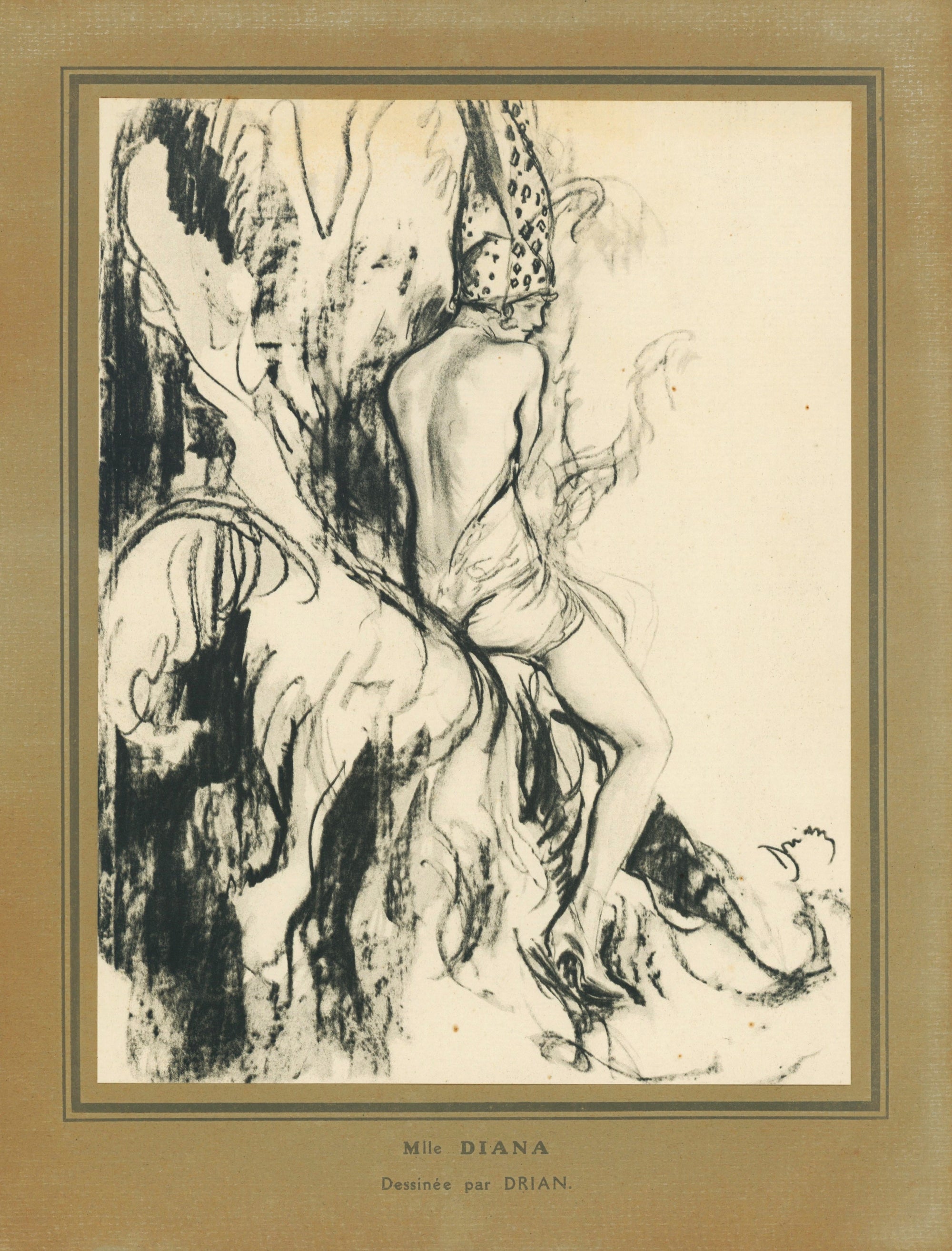 Bonjour Paris- Mlle Diana - Authentic Vintage Antique Print