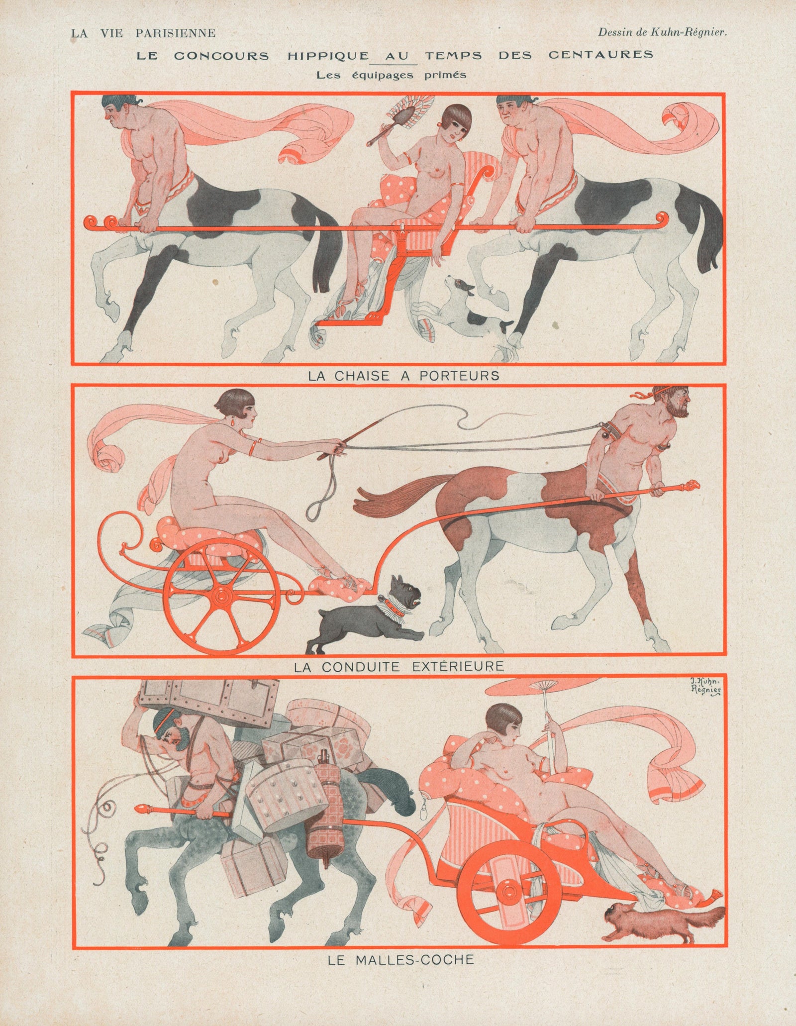 Chariot_5- La Vie Parisienne - Authentic Vintage Antique Print