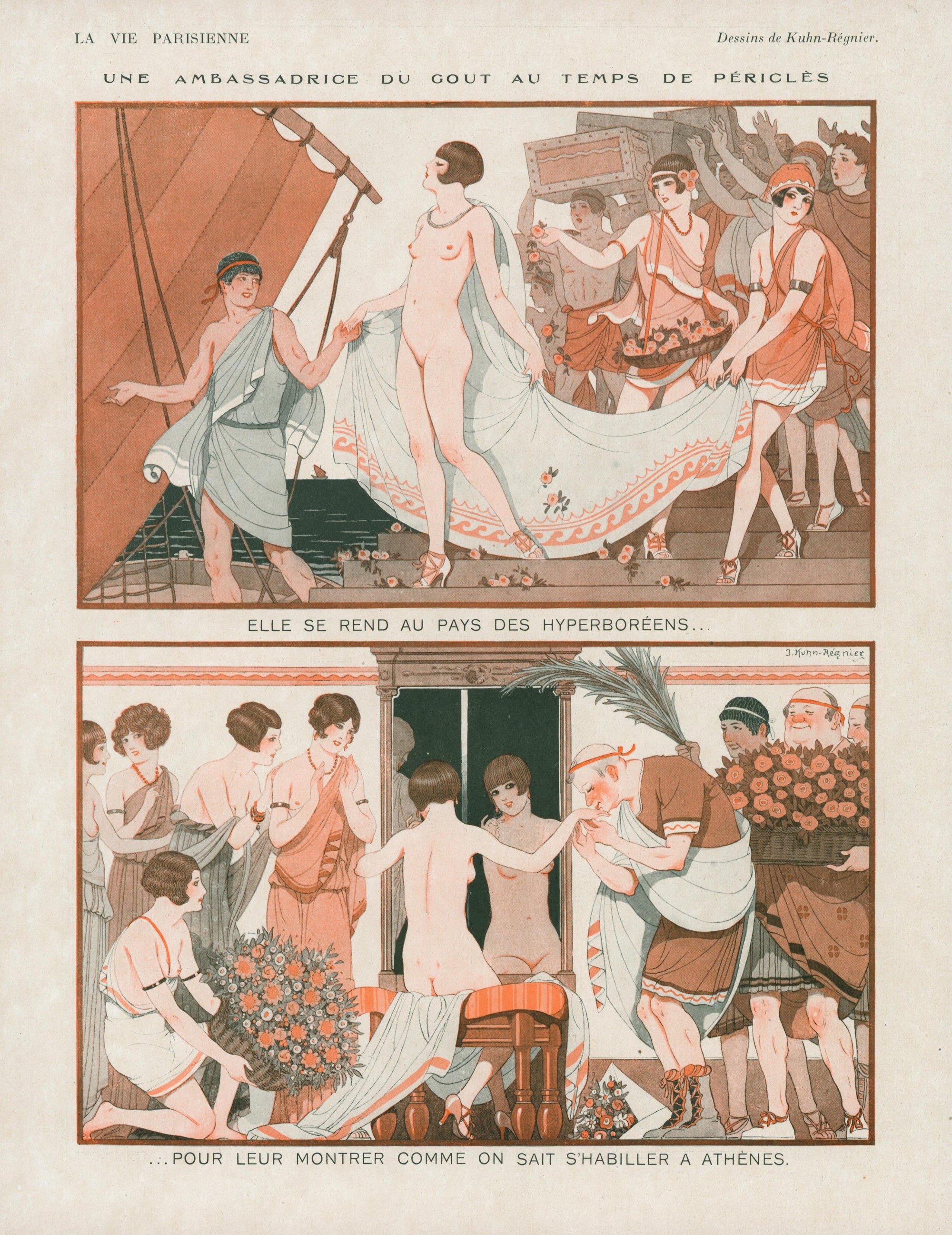 Parading Woman_6- La Vie Parisienne - Authentic Vintage Antique Print