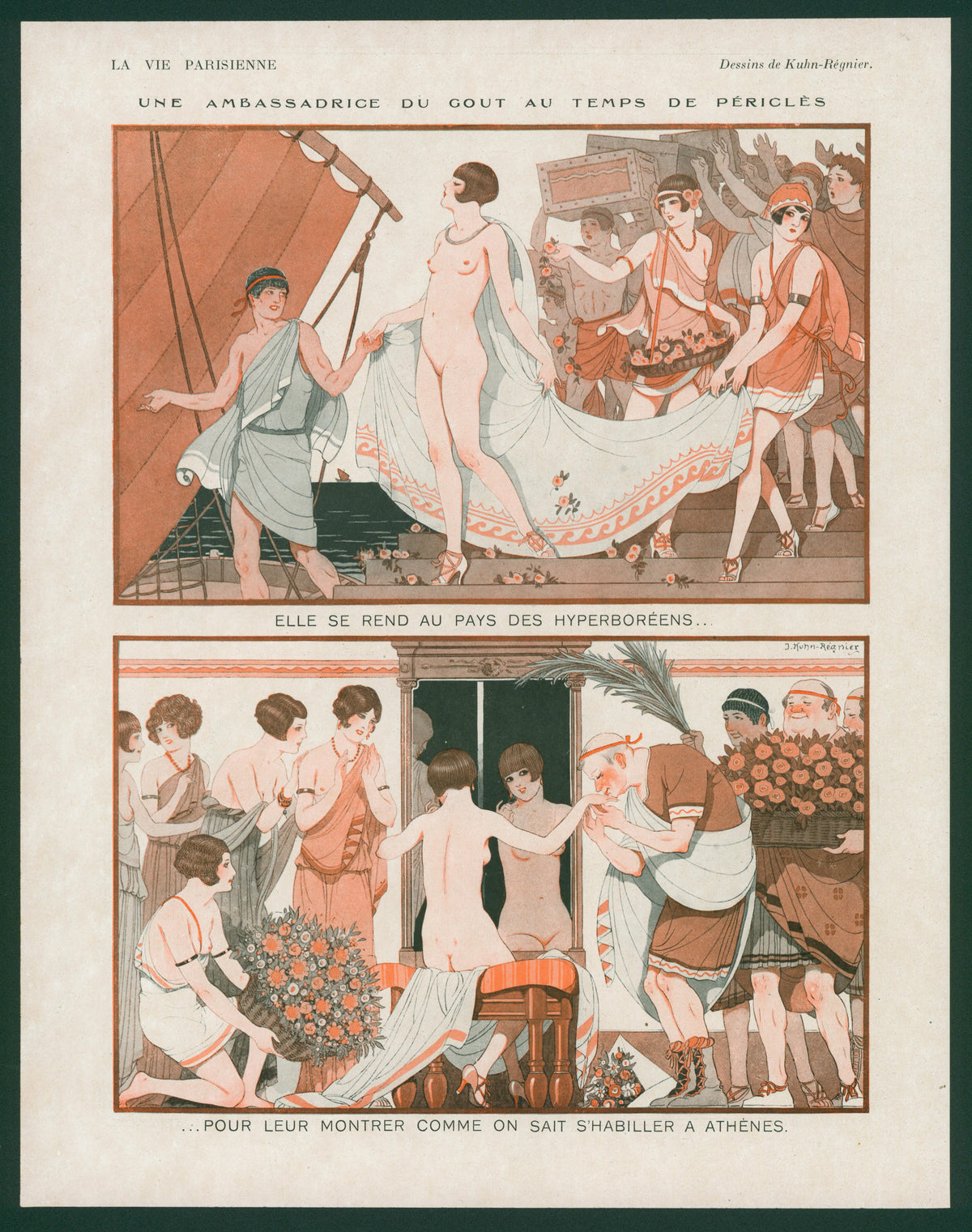 Parading Woman_6- La Vie Parisienne - Authentic Vintage Antique Print