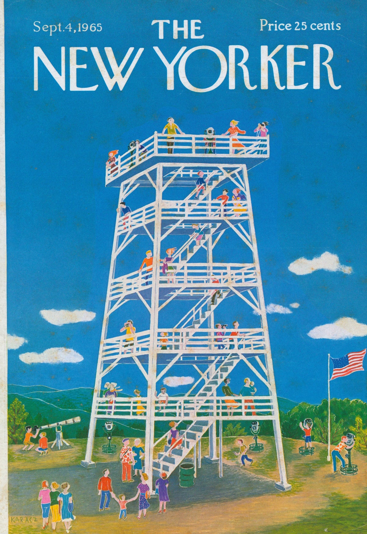 Observation Tower- The New Yorker - Authentic Vintage Antique Print