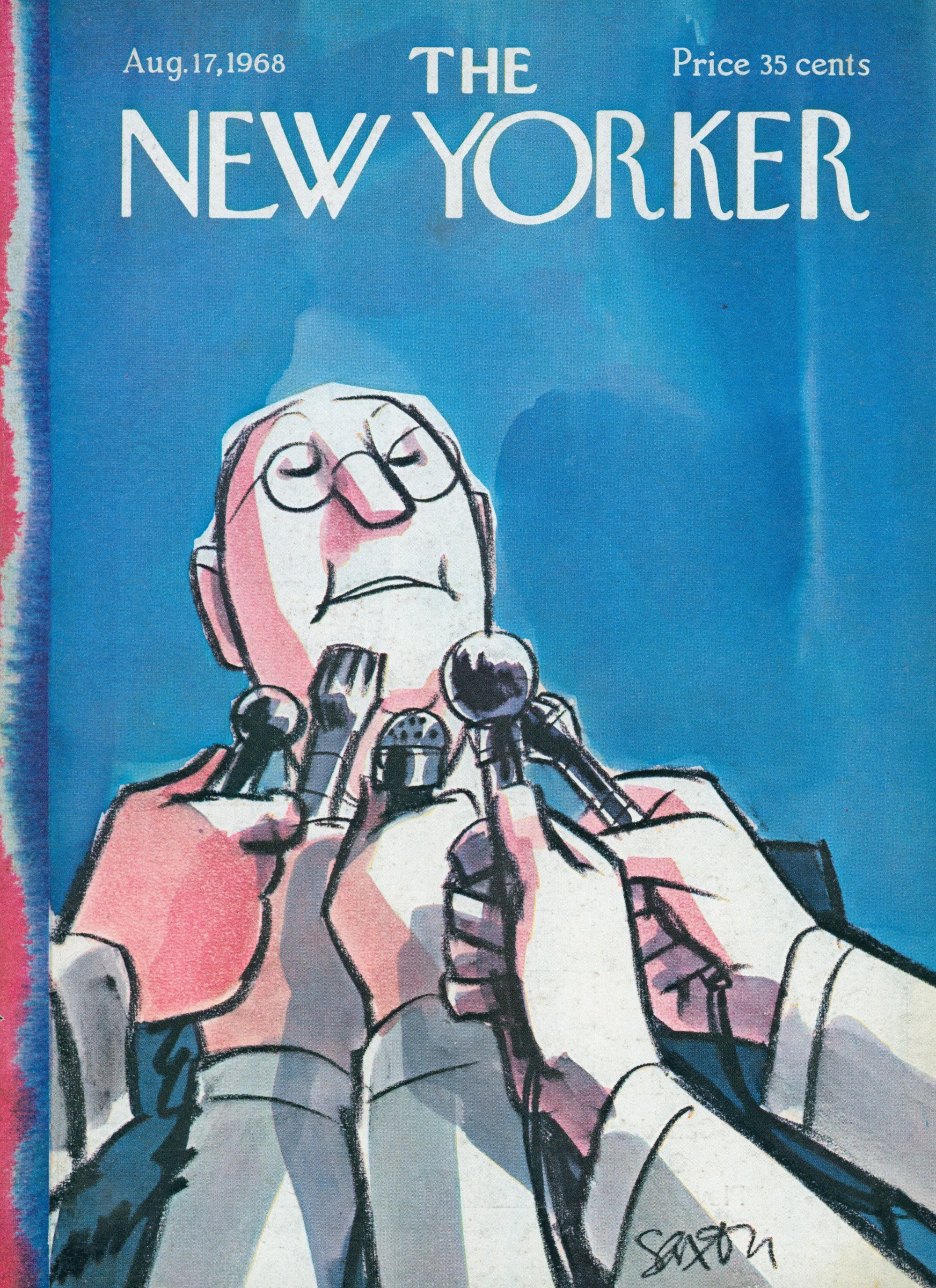 Press Conference- The New Yorker - Authentic Vintage Antique Print