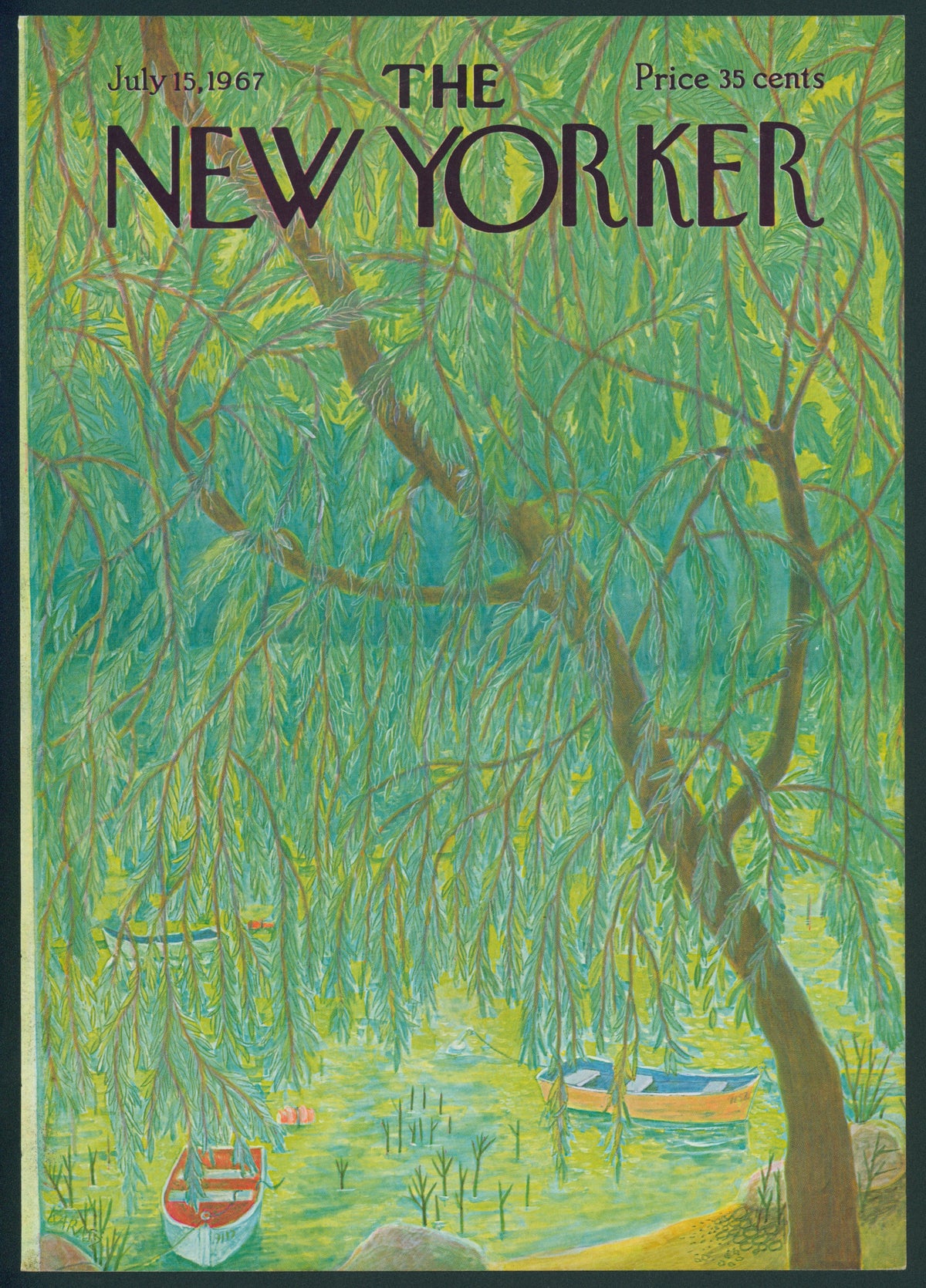 Under the Willow Tree- The New Yorker - Authentic Vintage Antique Print