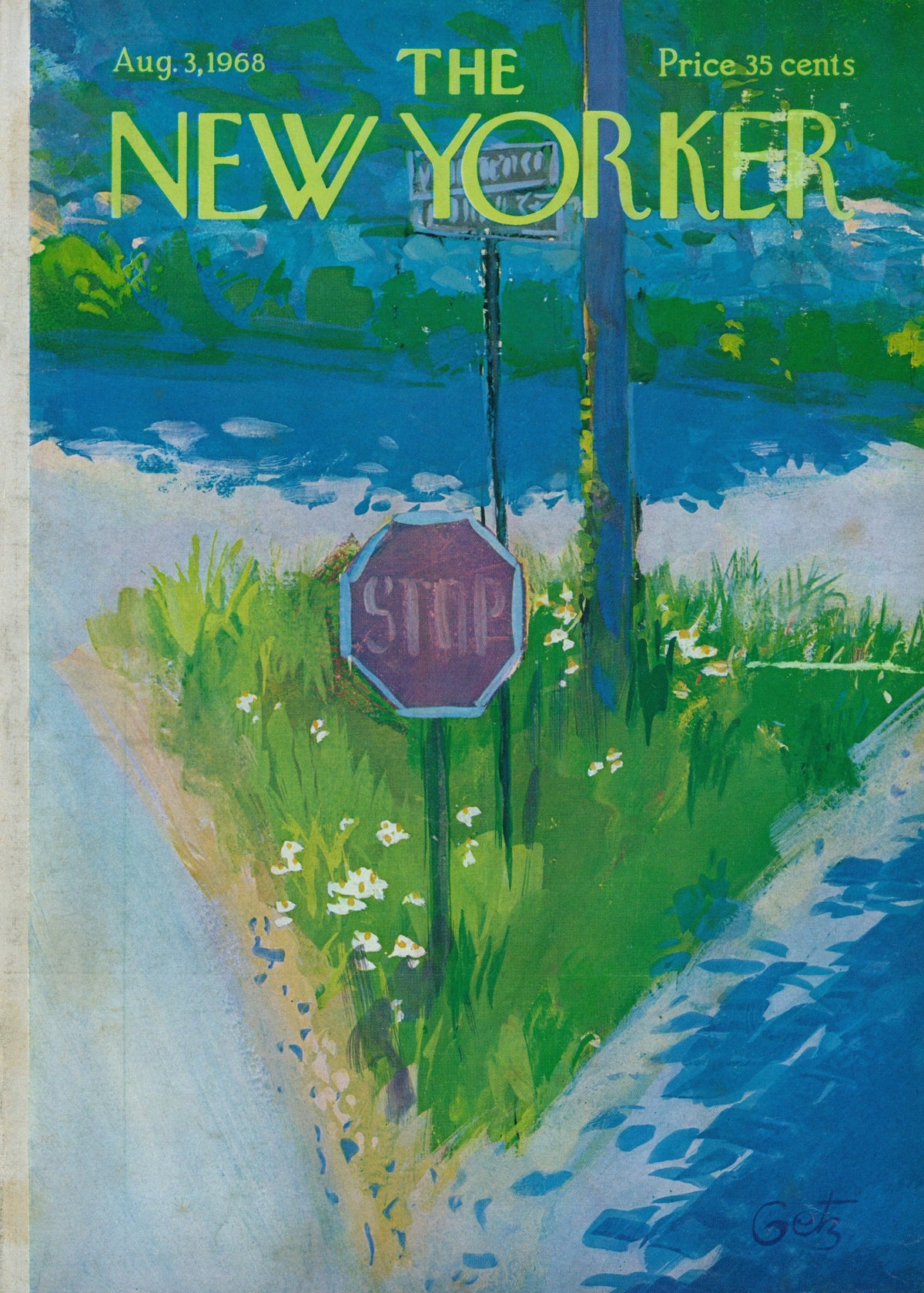 August Stroll- The New Yorker - Authentic Vintage Antique Print