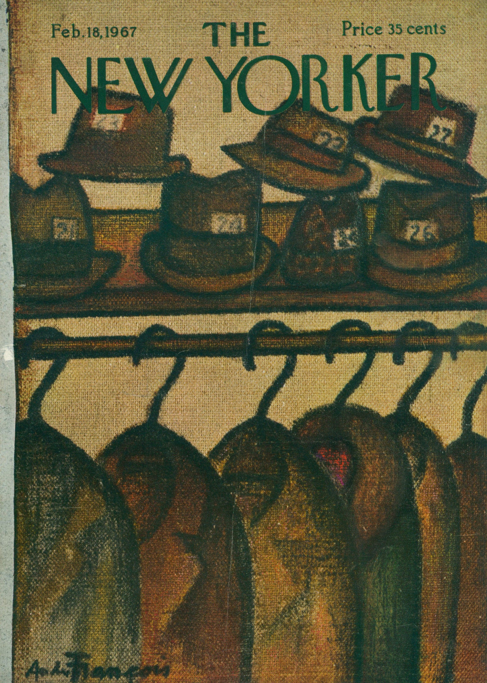 Coat Closet- The New Yorker - Authentic Vintage Antique Print