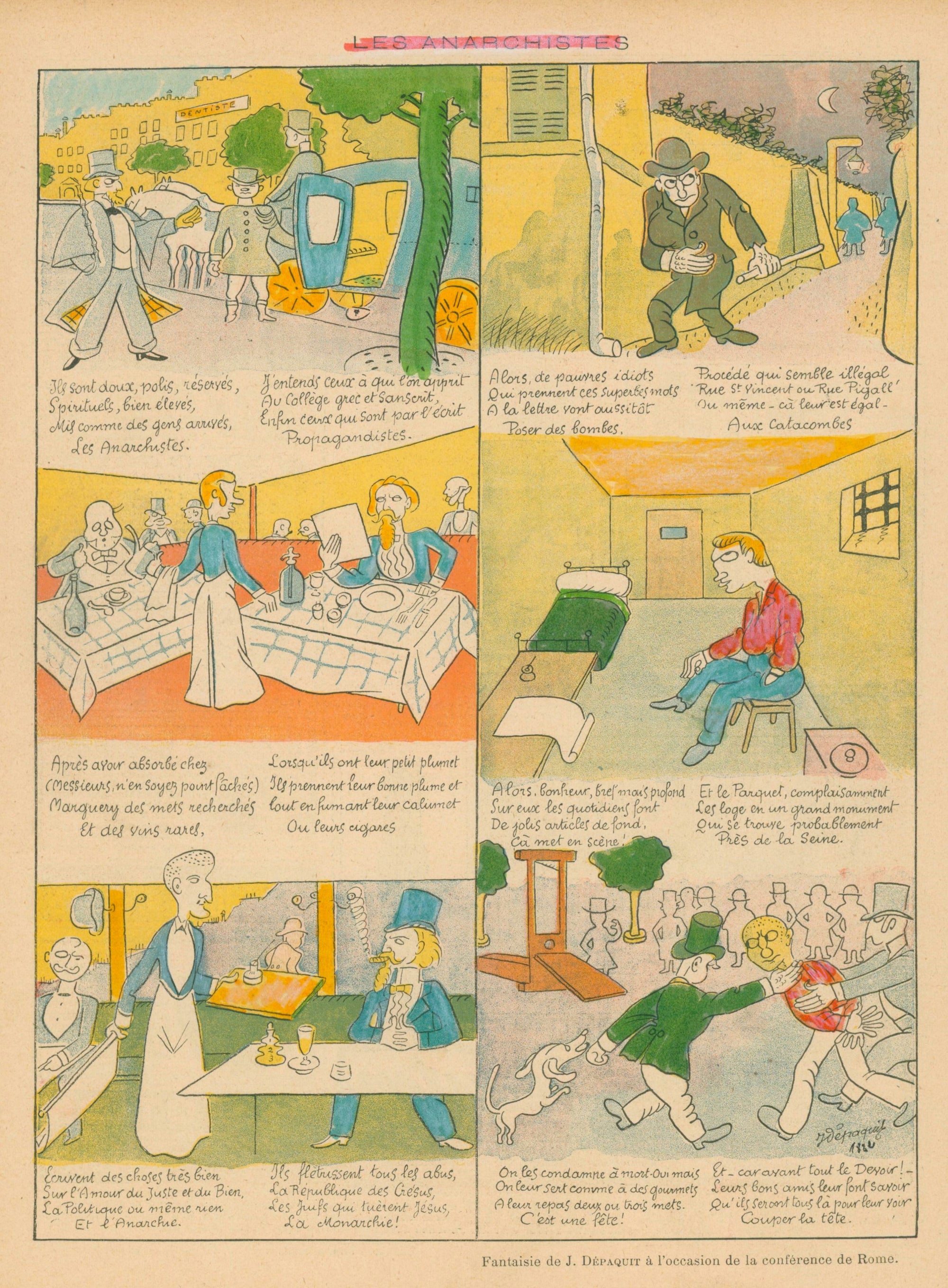 Les Anarchistes- French Satirical Comic - Authentic Vintage Illustration