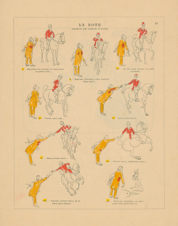 Le Cheval- French Satirical Comic - Authentic Vintage Illustration