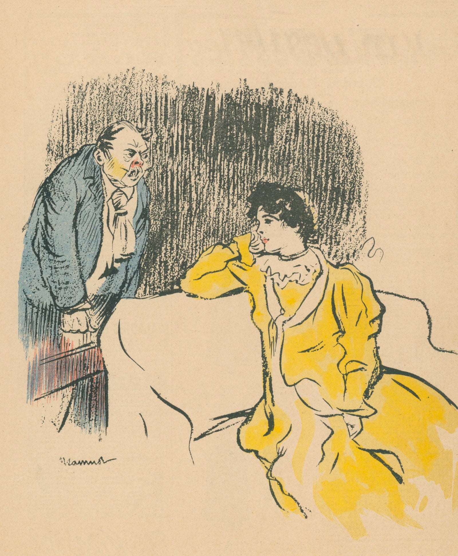 Le Penseur- Le Rire - Original Vintage Illustration