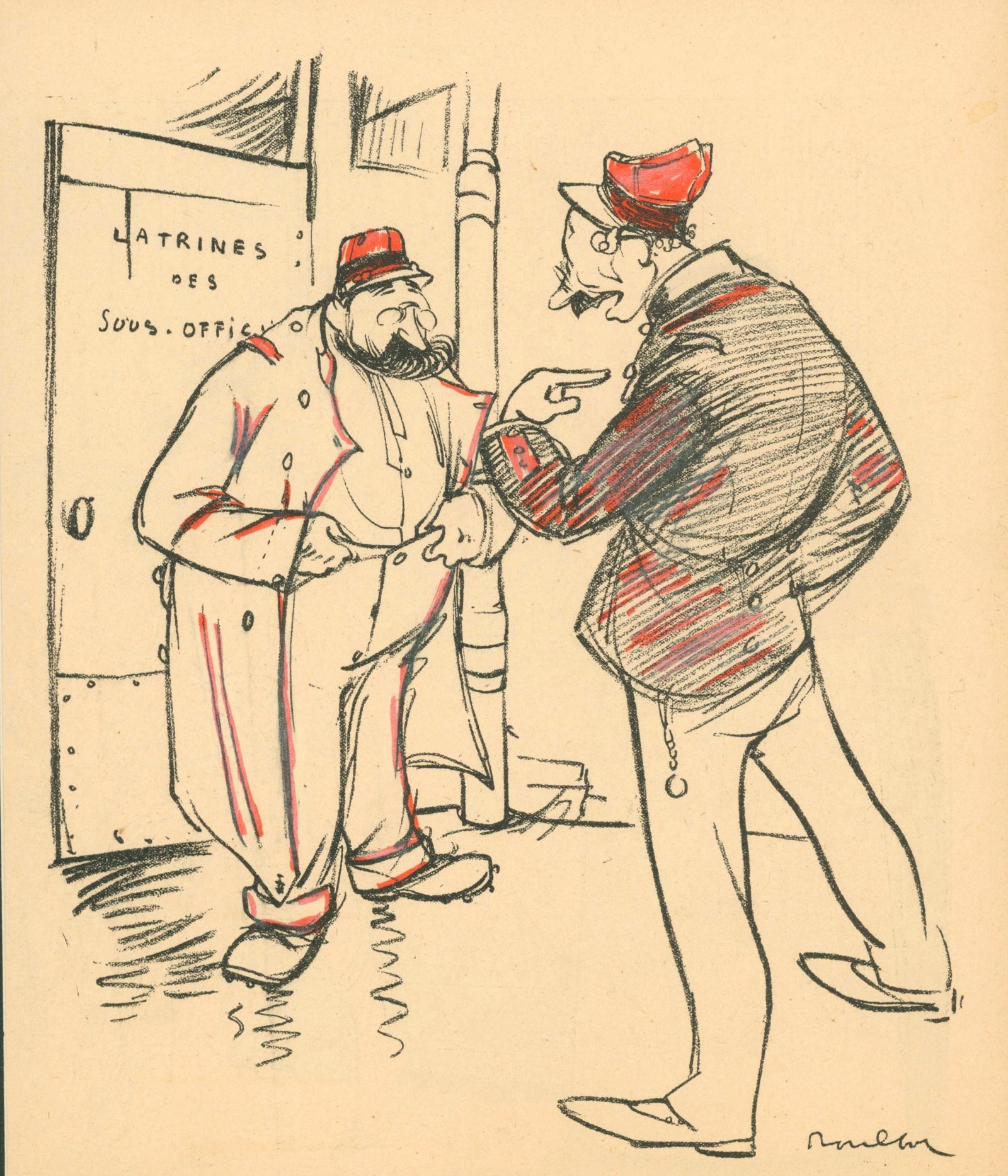 Latrines- French Satirical Comic - Authentic Vintage Antique Print