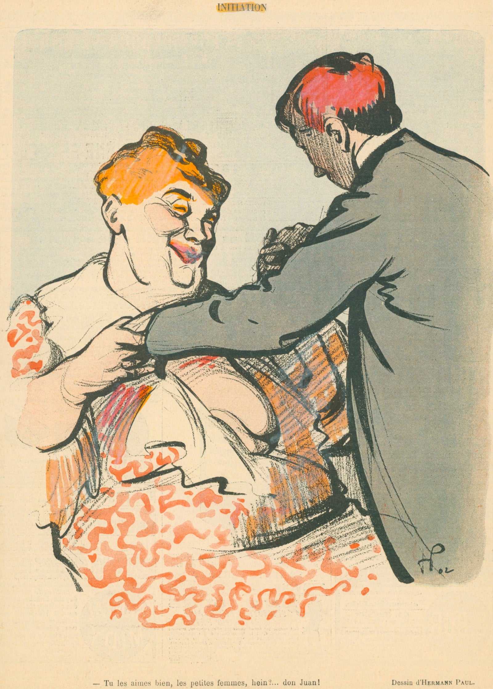 Initiation- Le Rire - Original Vintage Illustration