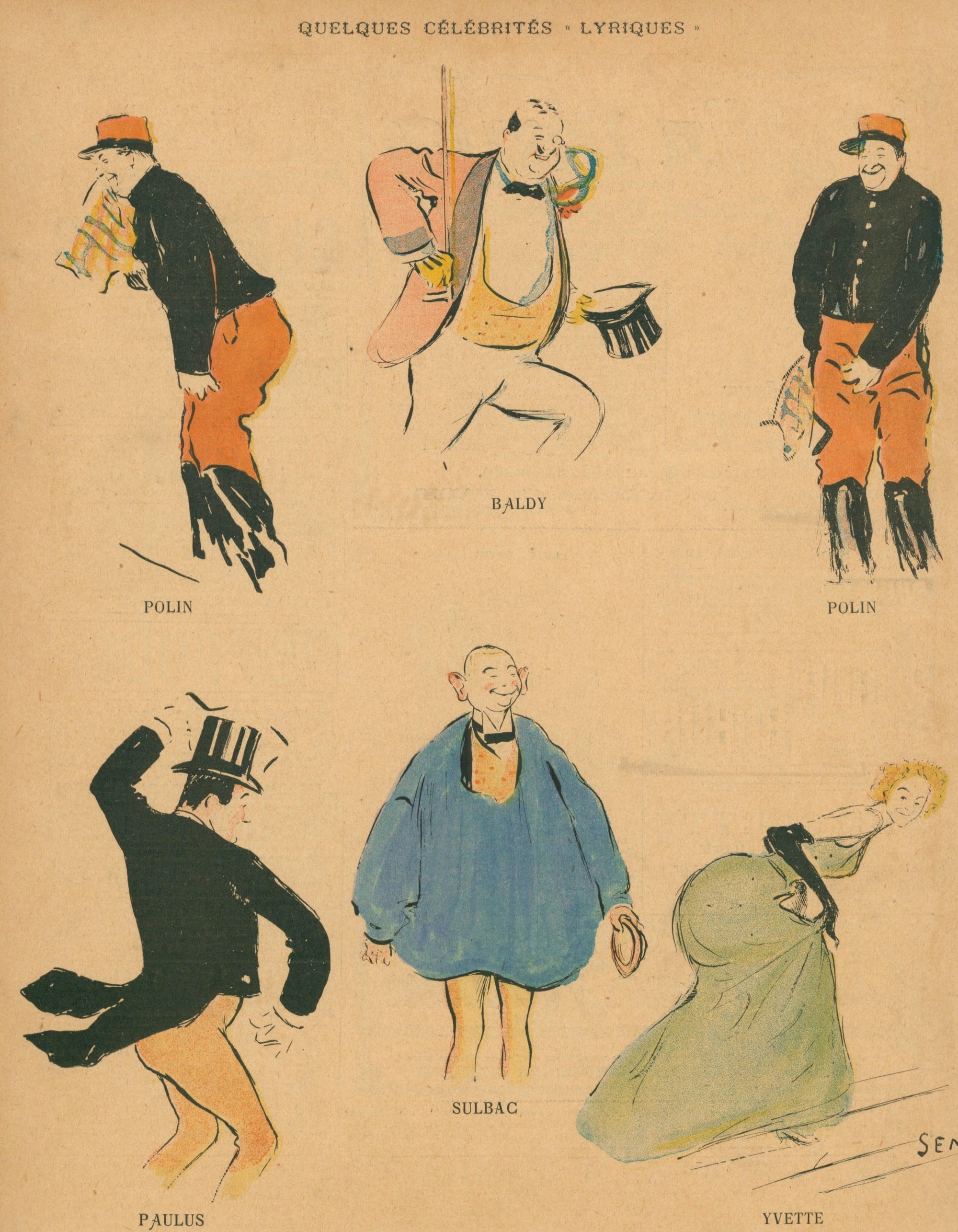 Célébrités- French Satirical Comic - Authentic Vintage Illustration