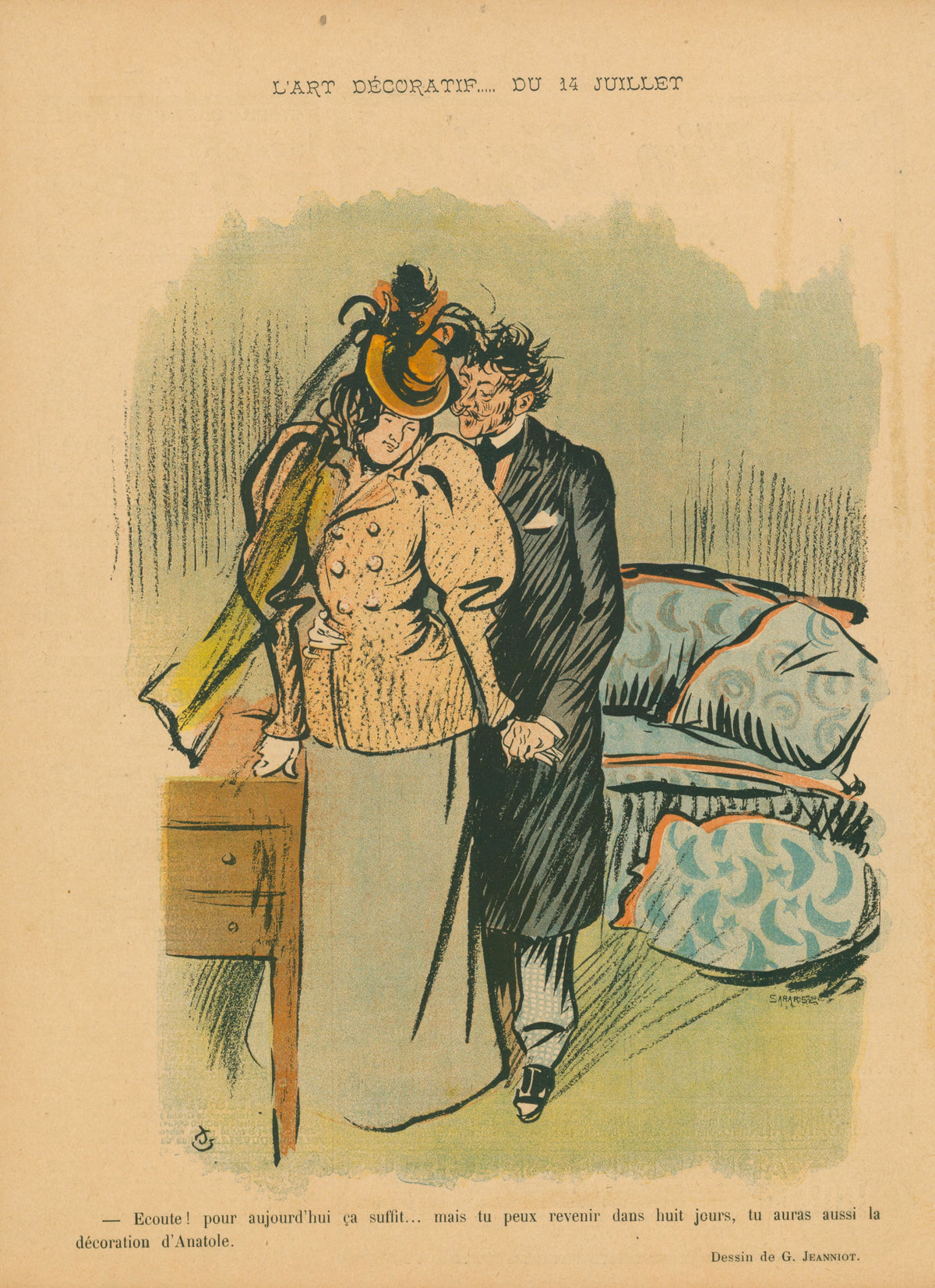 L'Art Decoratif- Le Rire - Original Antique Print: