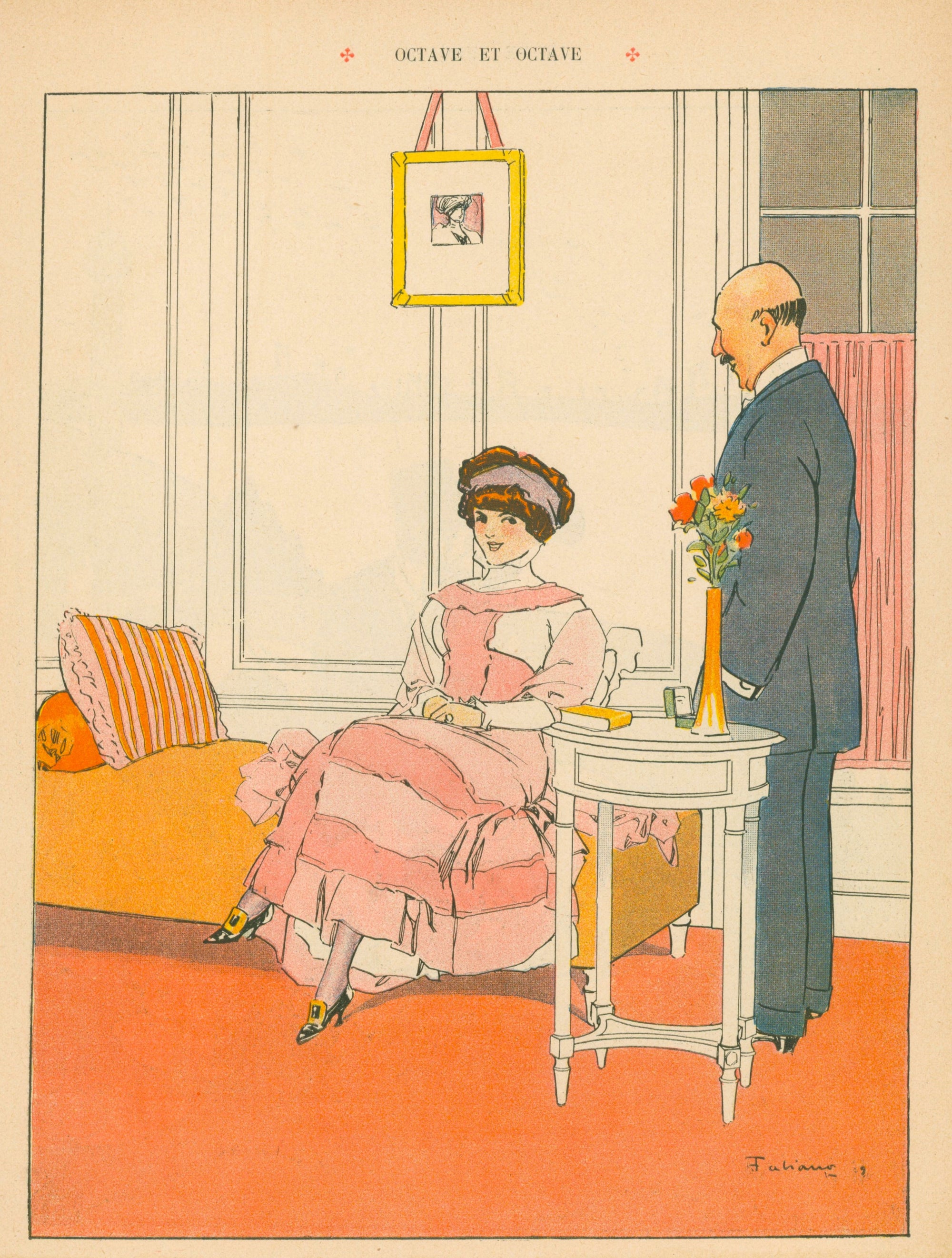 Octave et Octave- French Satirical Comic - Authentic Vintage Illustration