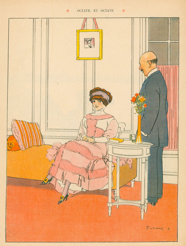 Octave et Octave- French Satirical Comic - Authentic Vintage Illustration