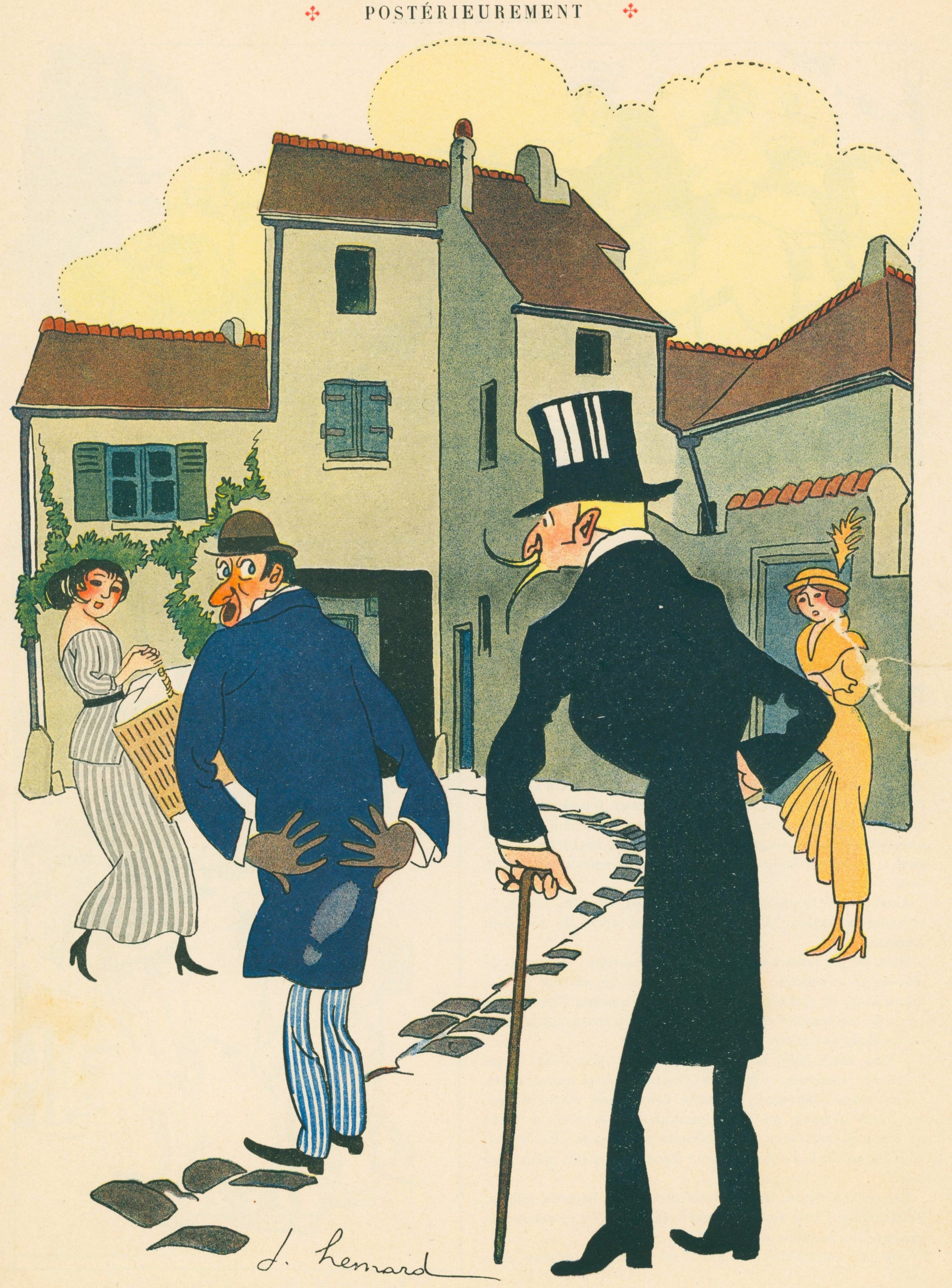 Postérieurement- French Satirical Comic - Authentic Vintage Antique Print