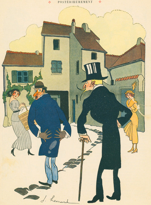 Postérieurement- French Satirical Comic - Authentic Vintage Antique Print