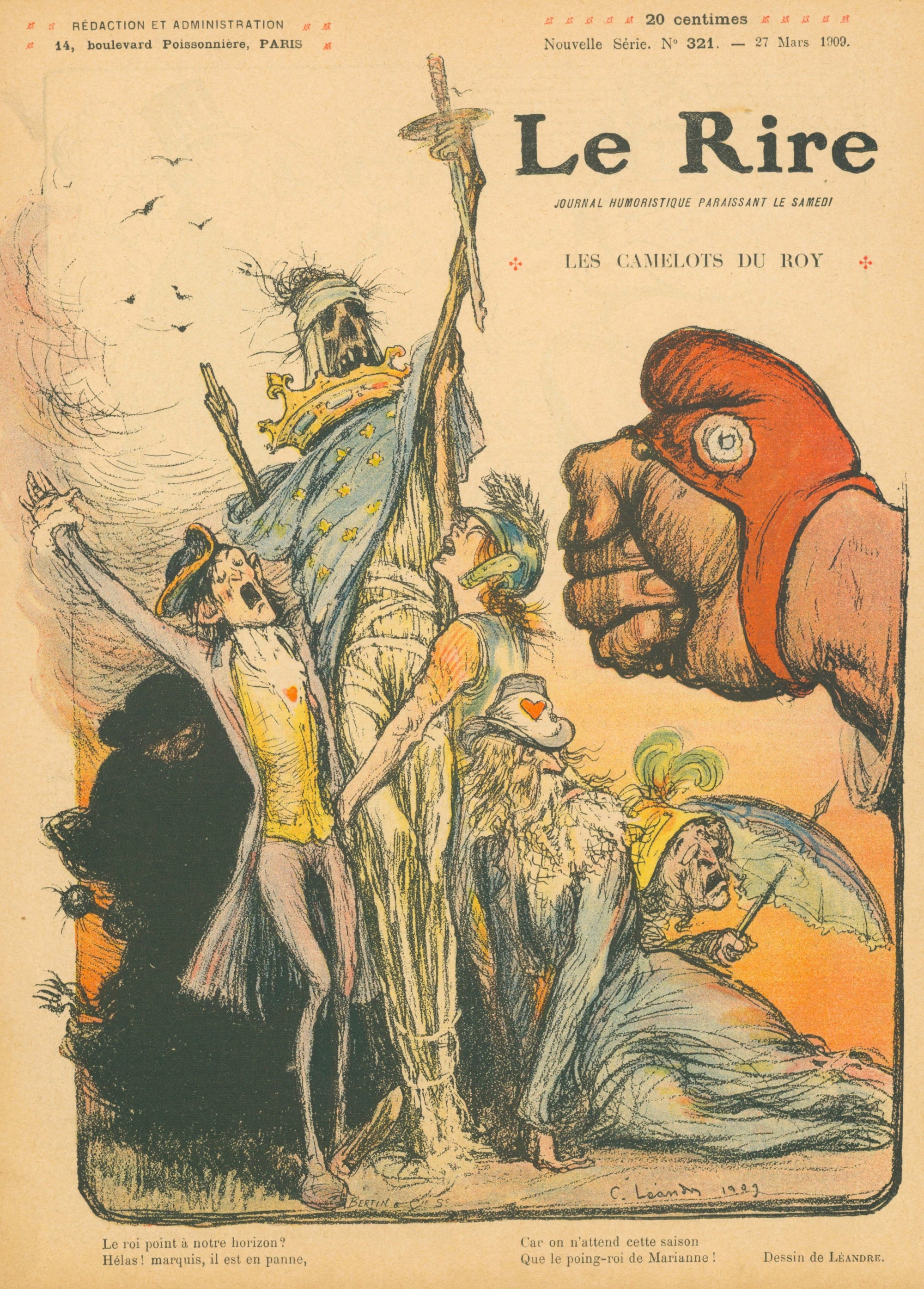 Camelots- French Satirical Comic - Authentic Vintage Antique Print