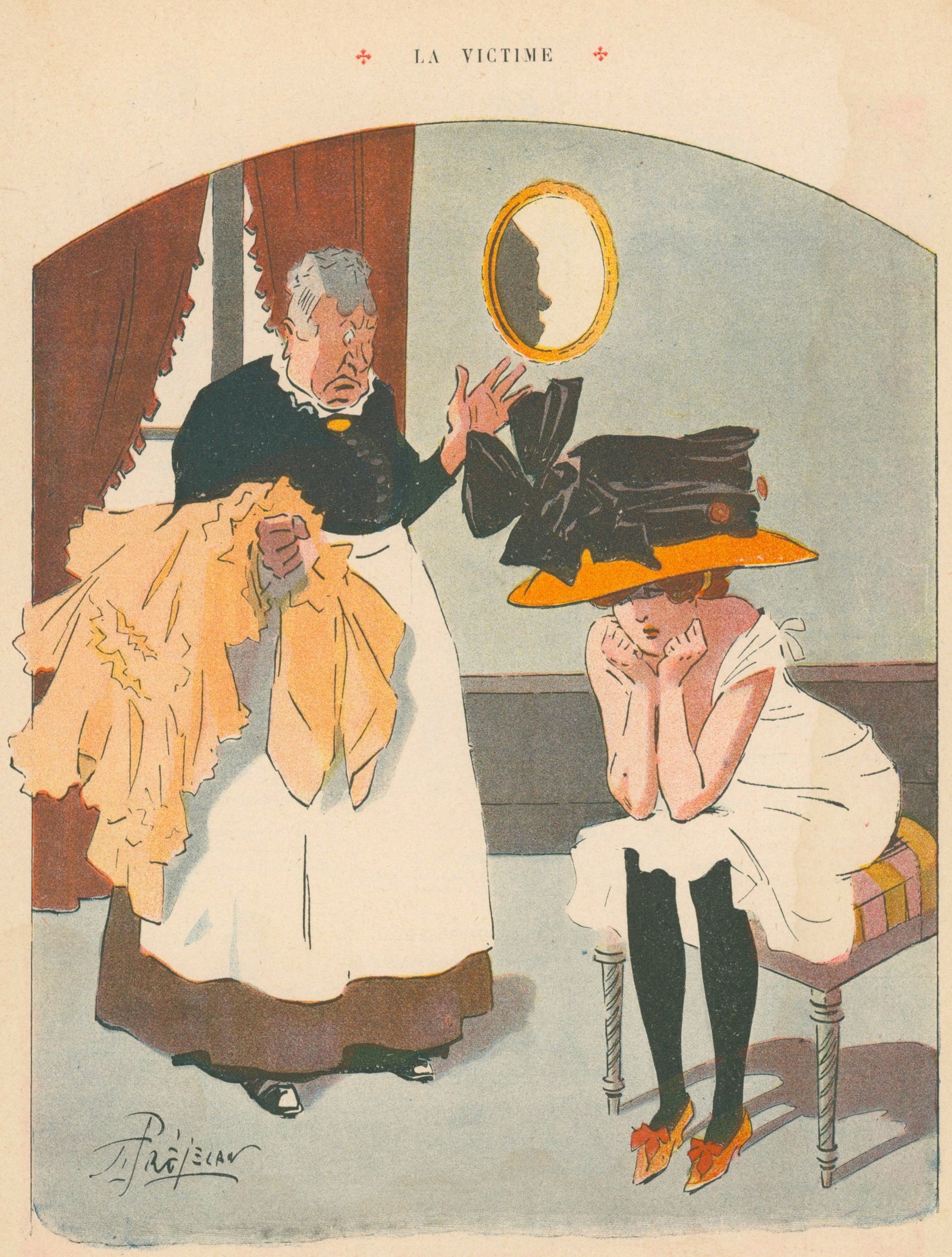 La Victime- French Satirical Comic - Authentic Vintage Illustration