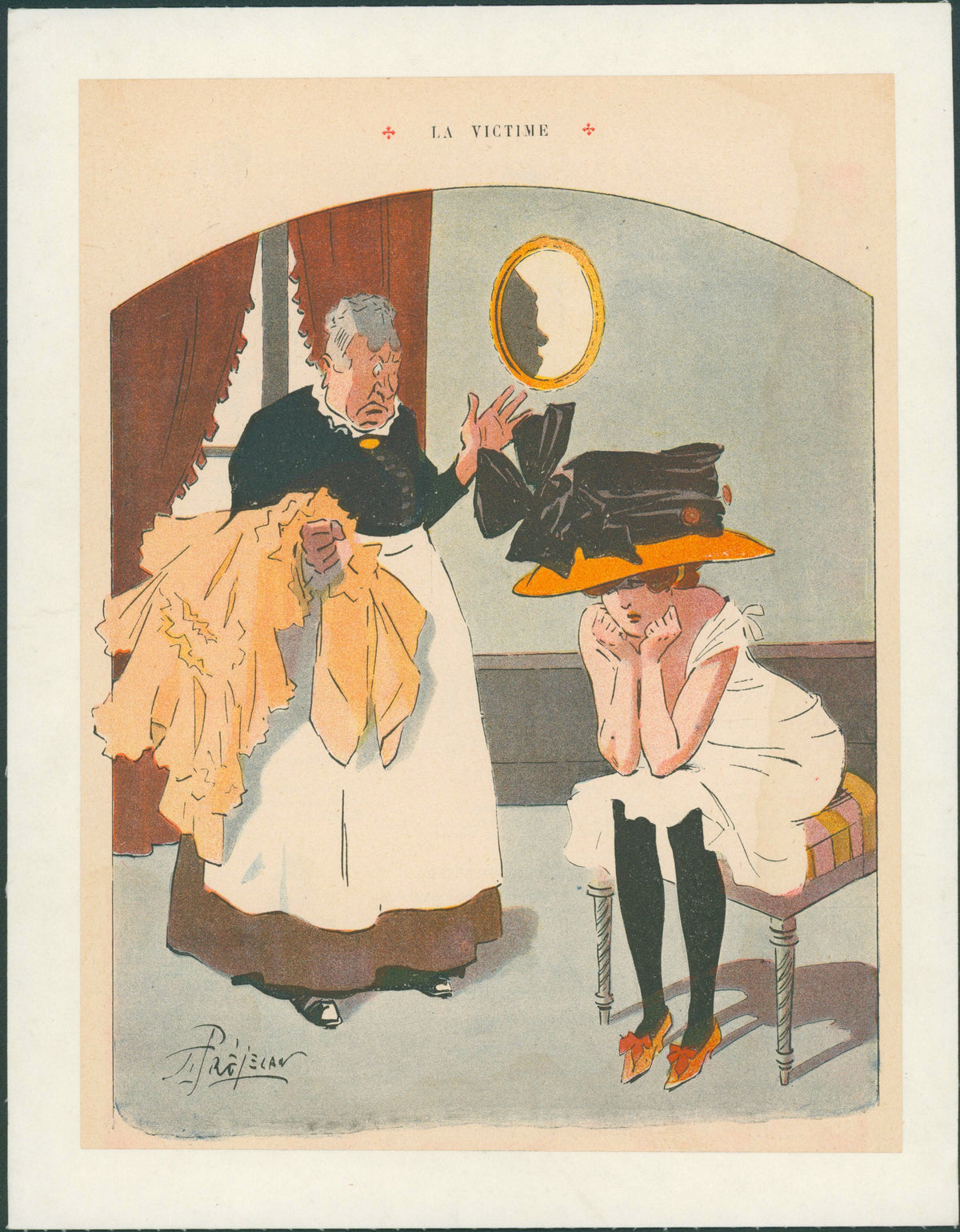 La Victime- French Satirical Comic - Authentic Vintage Illustration