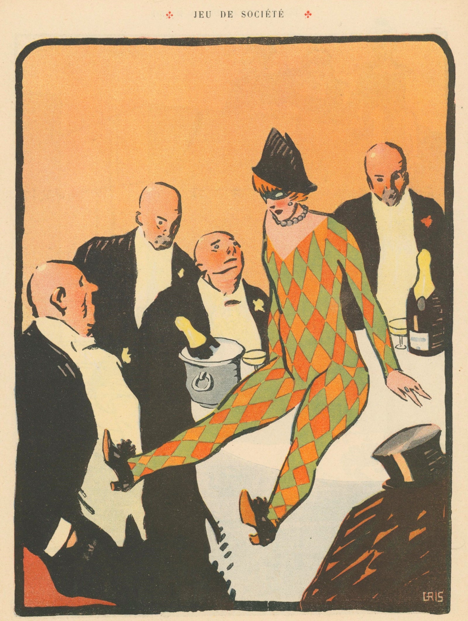 Jeu de Societe- French Satirical Comic - Authentic Vintage Illustration