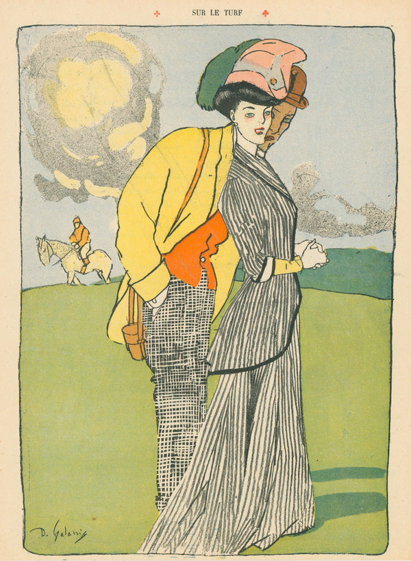 Sur Le Turf- French Satirical Comic - Authentic Vintage Illustration