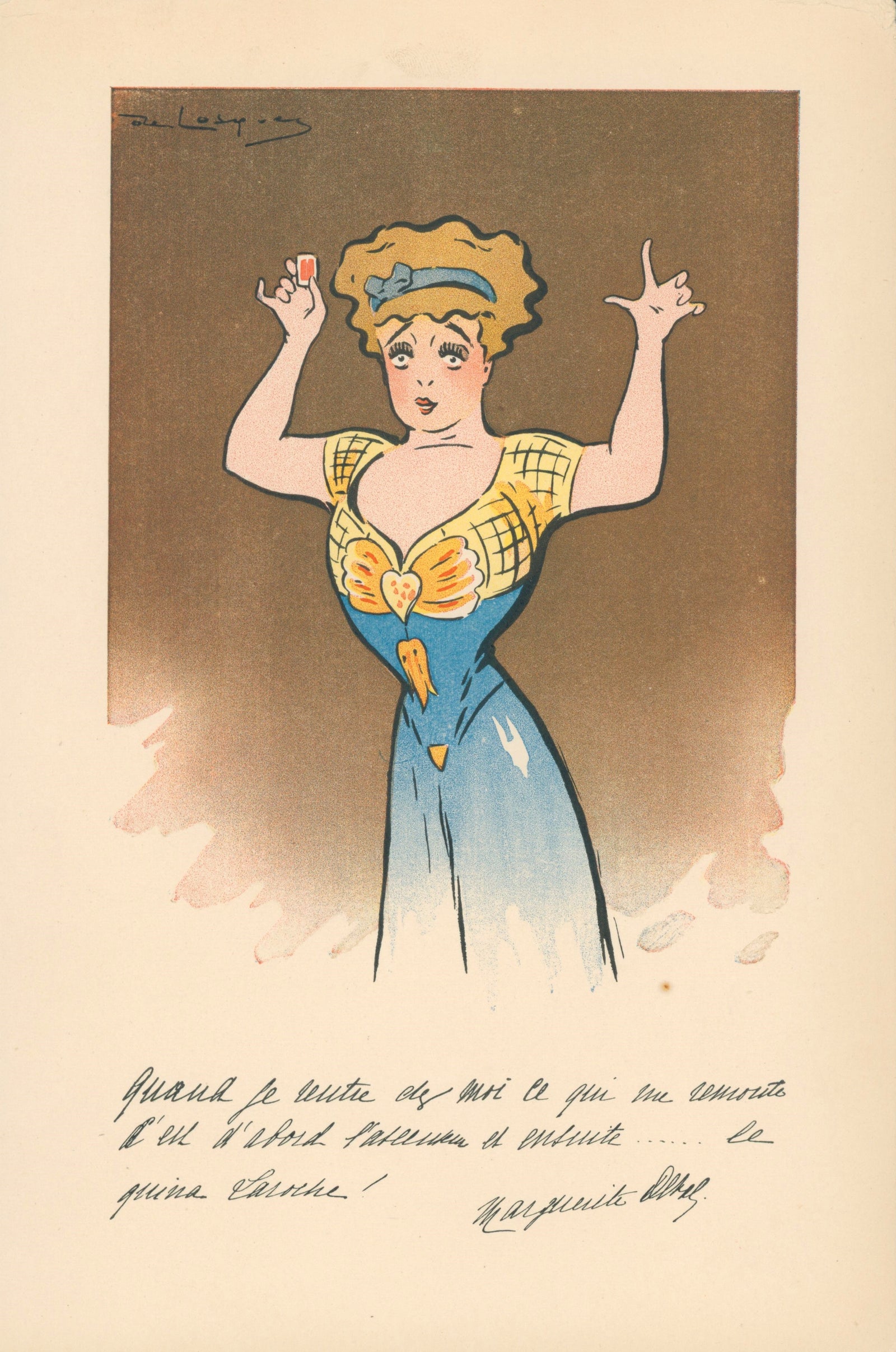 Marguerite Dufay- Quina Laroche Wine - Authentic Vintage Antique Print