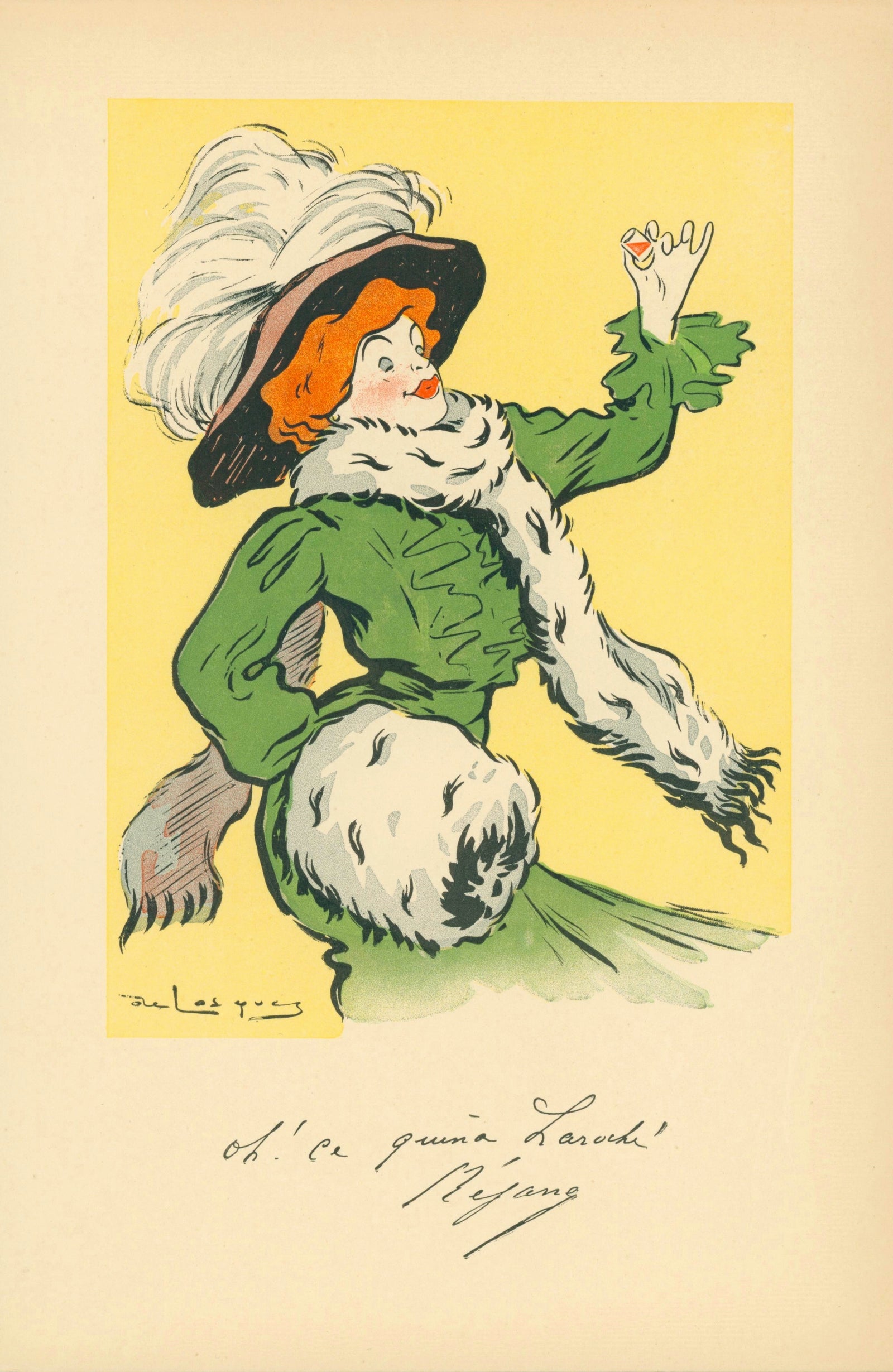 Réjane- Quina Laroche Wine - Authentic Vintage Antique Print