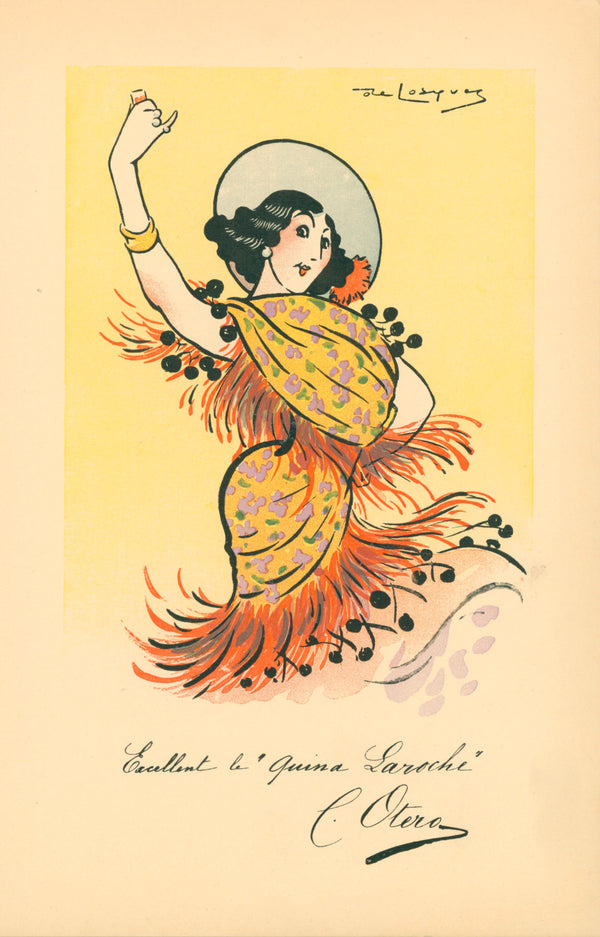 Carolina Otero- Quina Laroche Wine - Authentic Vintage Antique Print