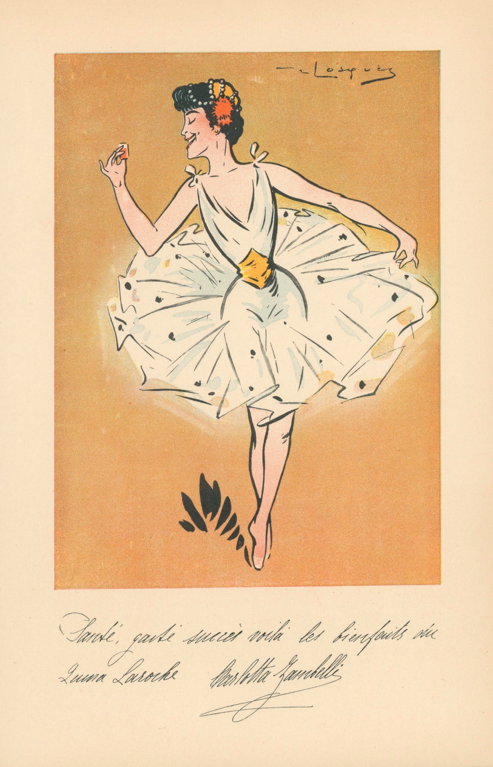 Charlotte Lançon- Quina Laroche Wine - Authentic Vintage Antique Print