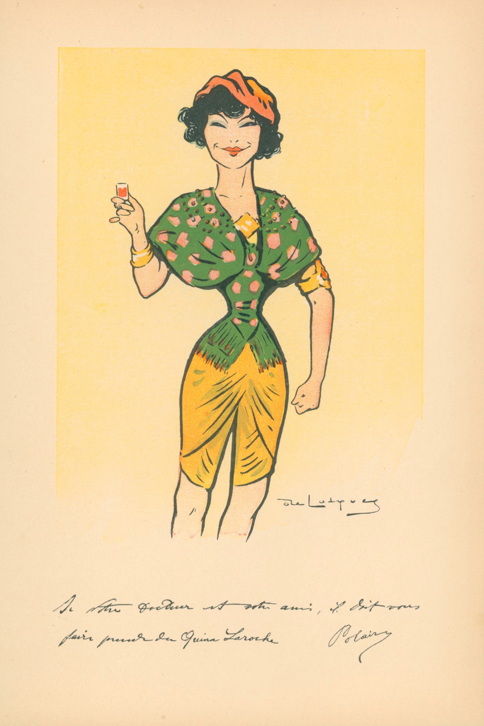 Polaire- Quina Laroche Wine - Authentic Vintage Antique Print