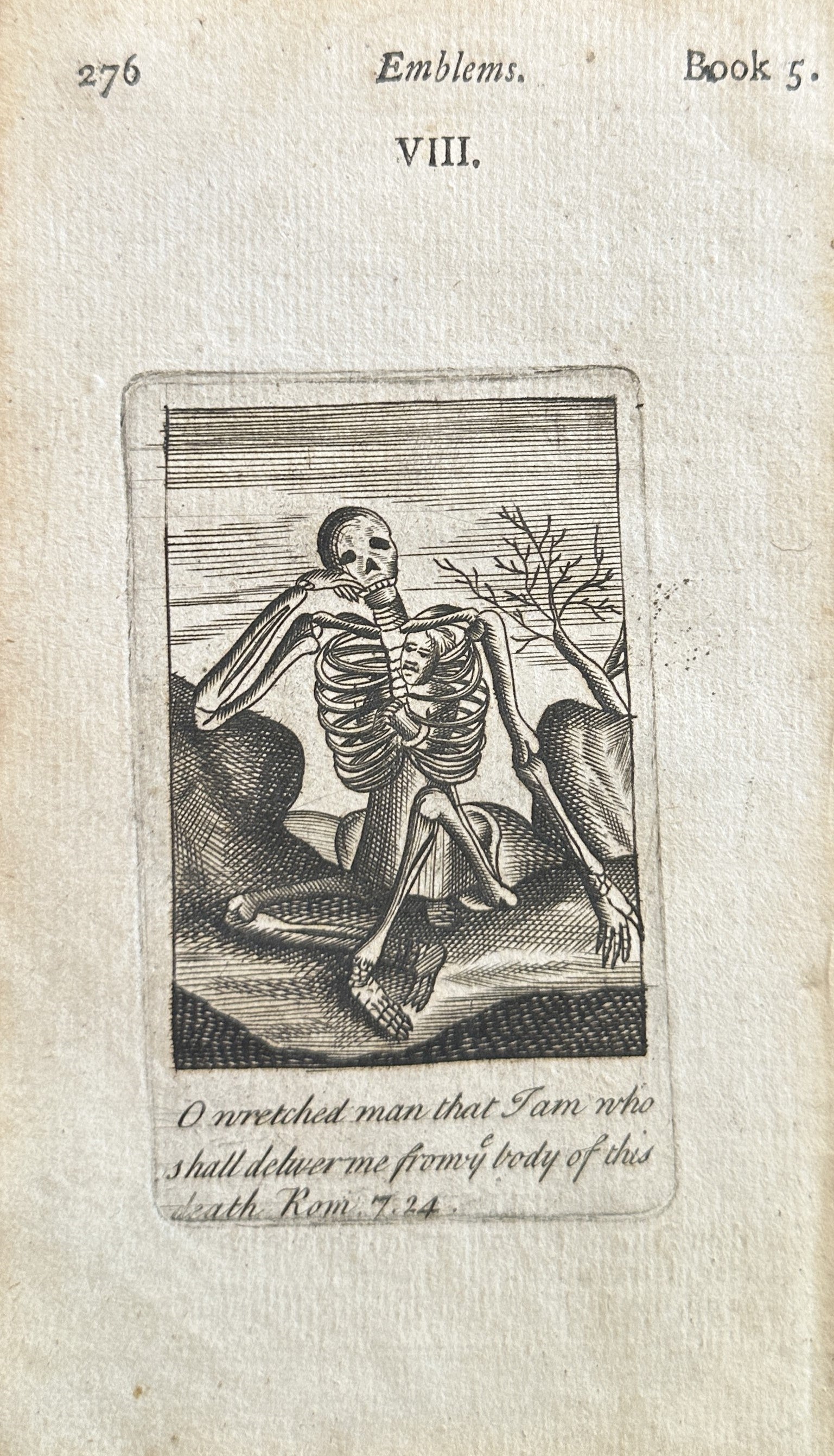 Dance of Death- Emblem, Copper Engraving - Authentic Vintage Antique Print