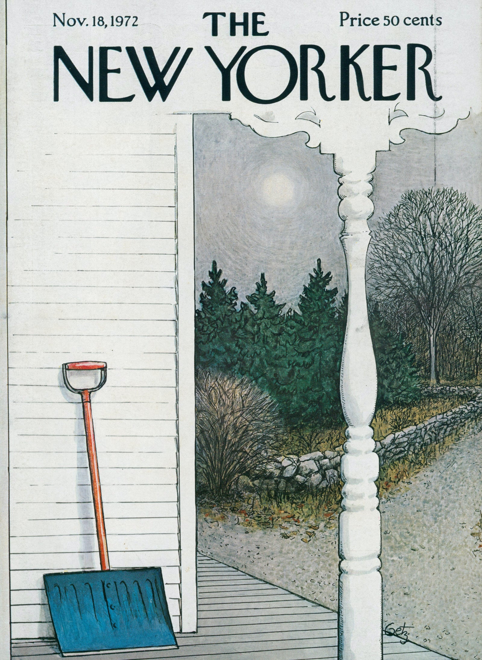 Snow Shovel- The New Yorker - Authentic Vintage Cover Art