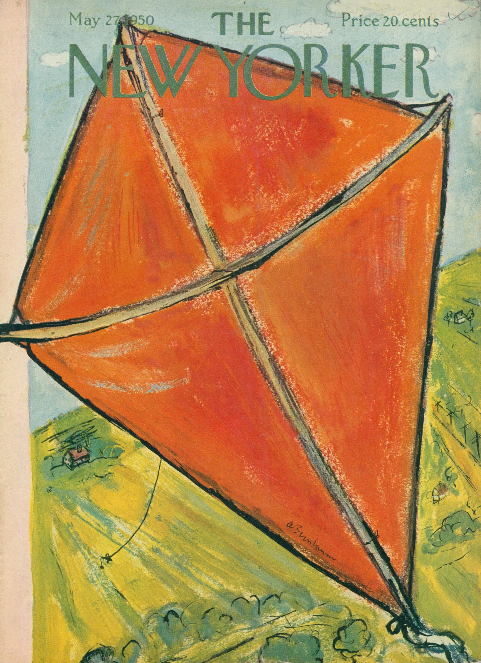 Flying Kites- The New Yorker - Authentic Vintage Cover Art