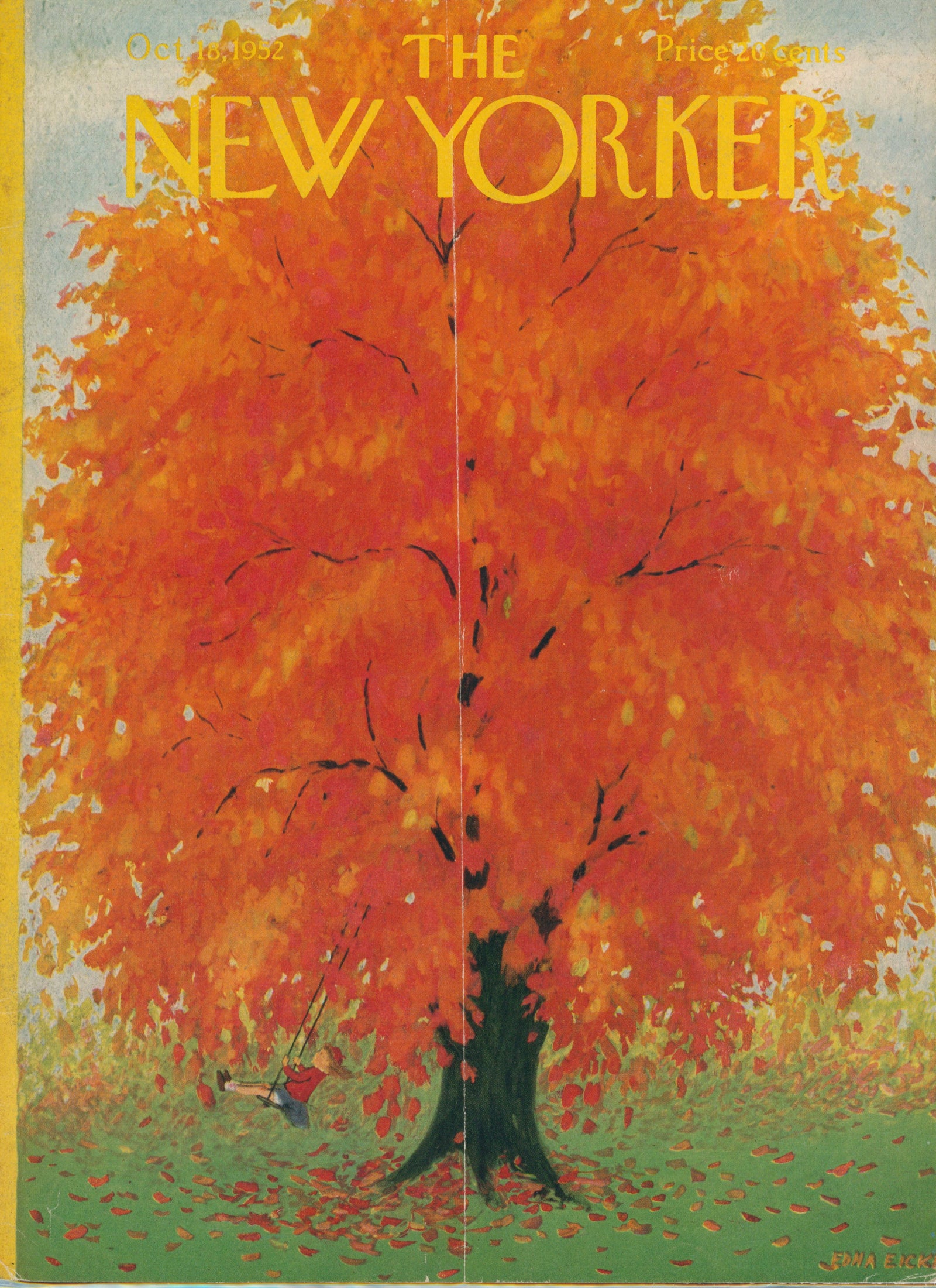 Autumn Leaves- The New Yorker - Authentic Vintage Cover Art