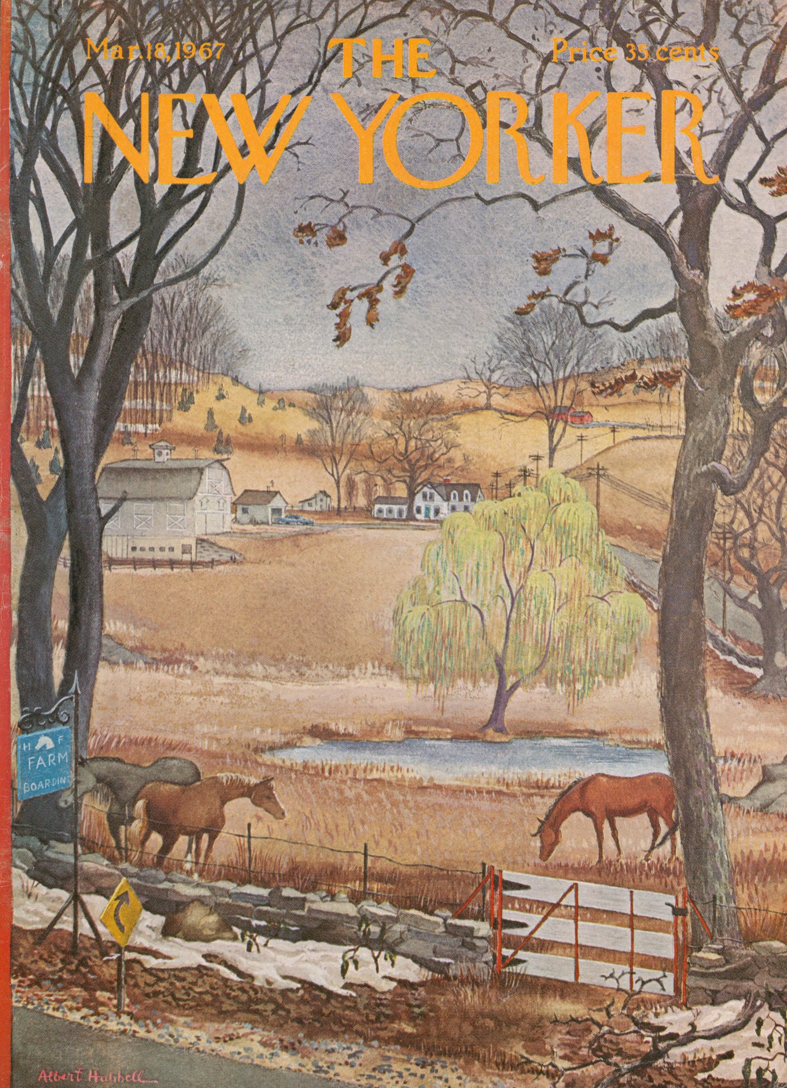 Horse Farm- The New Yorker - Authentic Vintage Cover Art