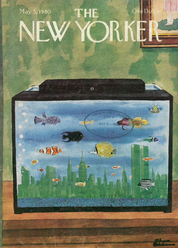 Swimming in NYC- The New Yorker - Authentic Vintage Cover Art