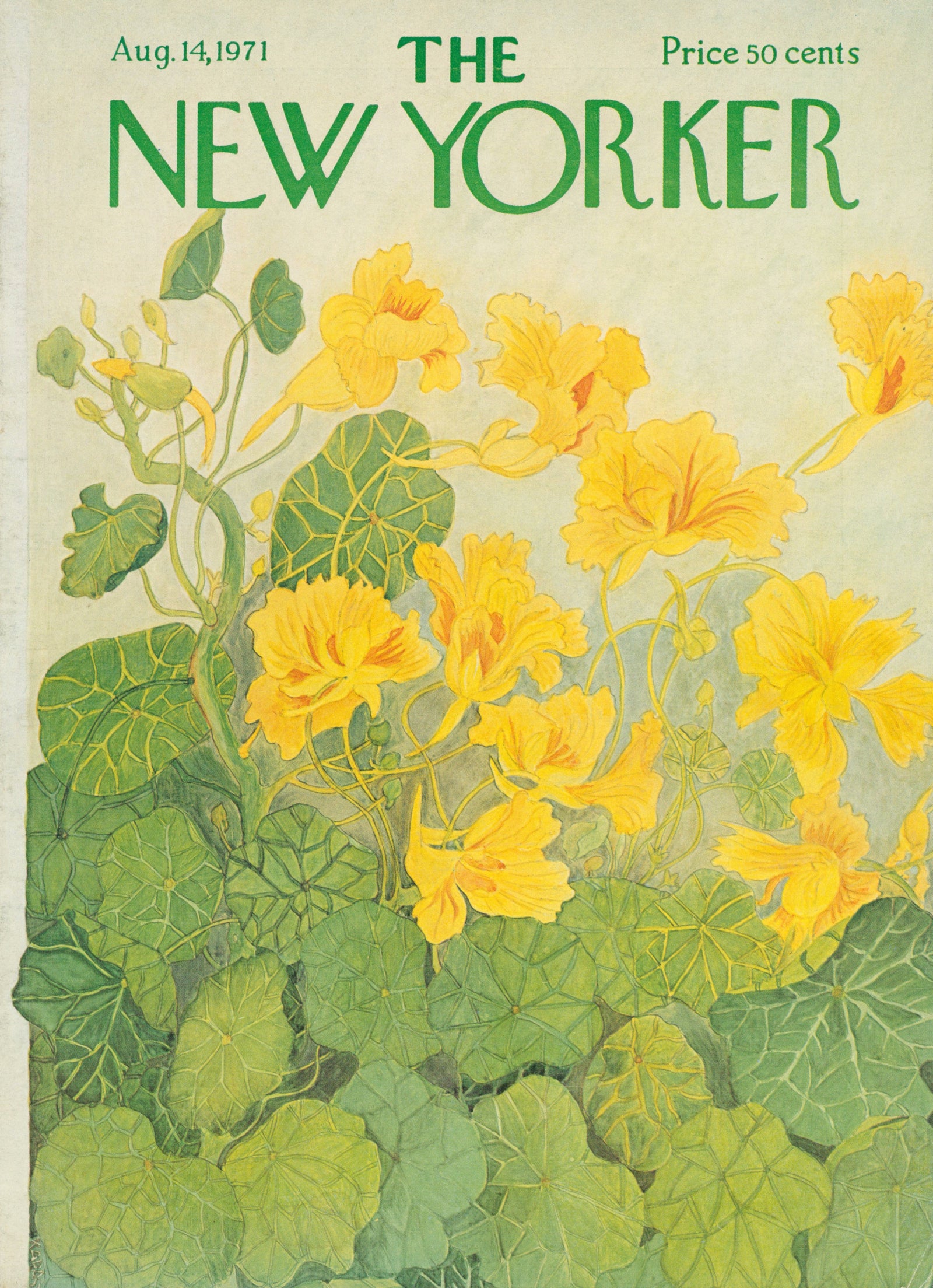 Yellow Pixies, Nasturtiums- The New Yorker - Authentic Vintage Cover Art