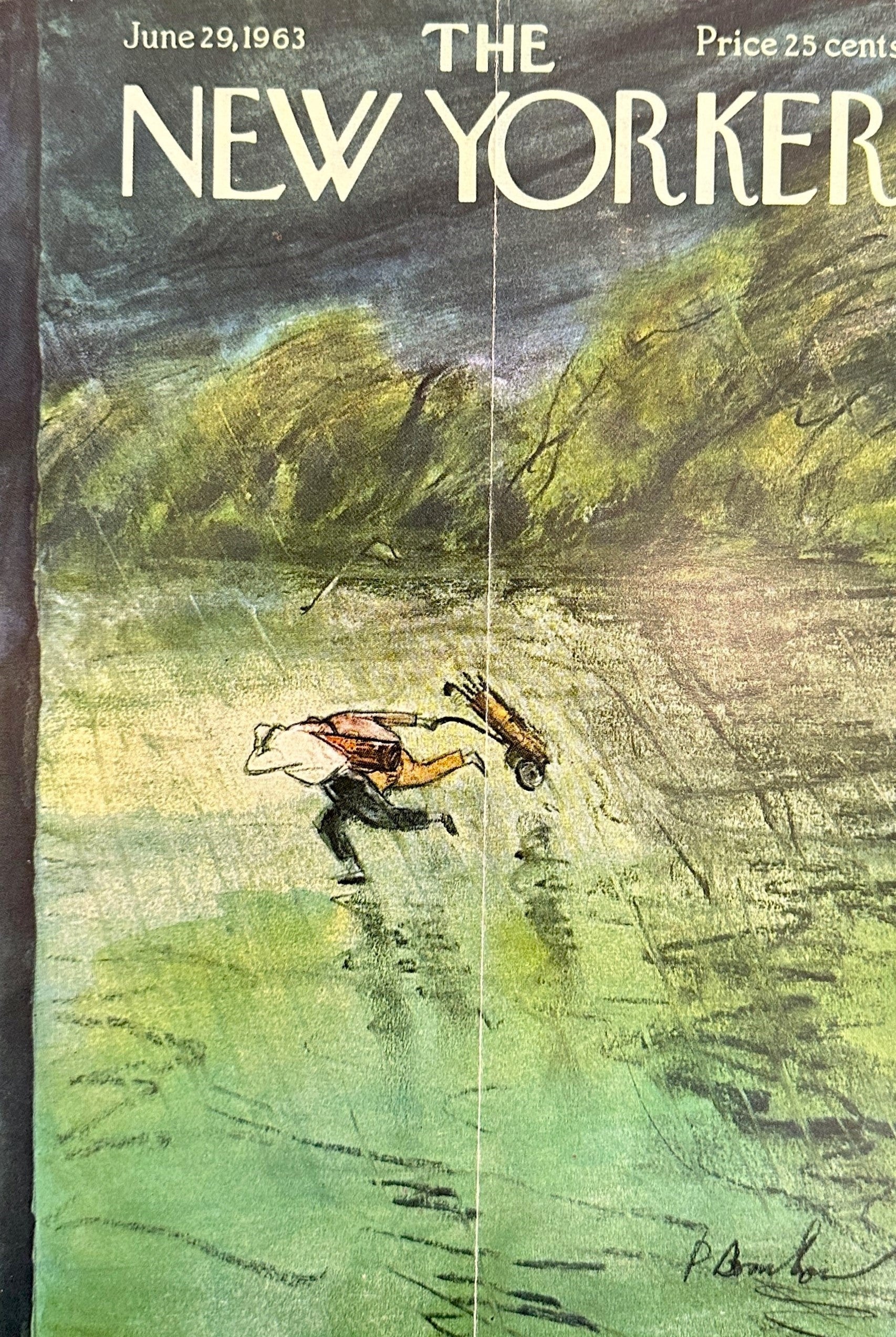 Golfing in the Rain- The New Yorker - Authentic Vintage Cover Art