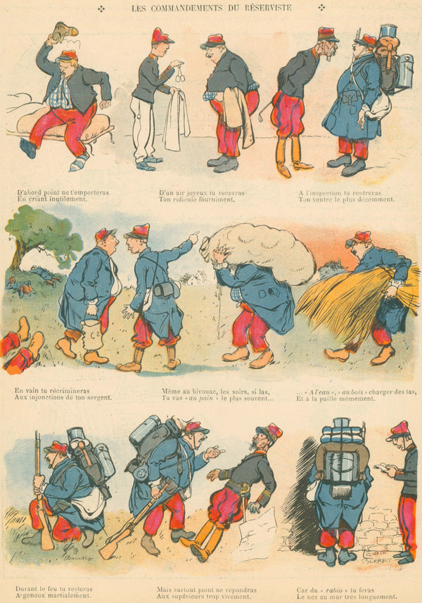 Les Commandements du Réserviste, Le Rire - Original Vintage Illustration