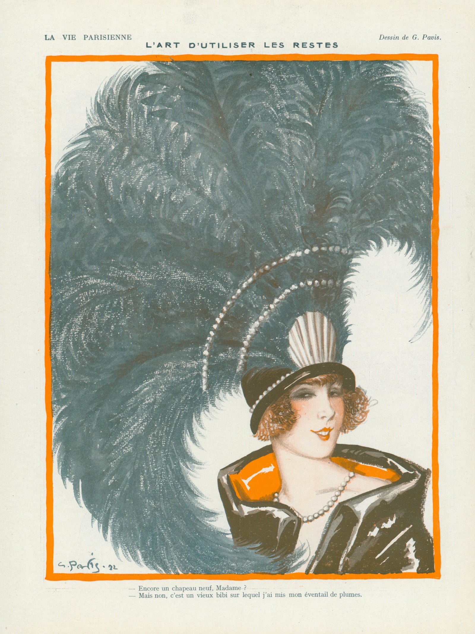 Les Plumes- La Vie Parisienne - Authentic Vintage Illustration