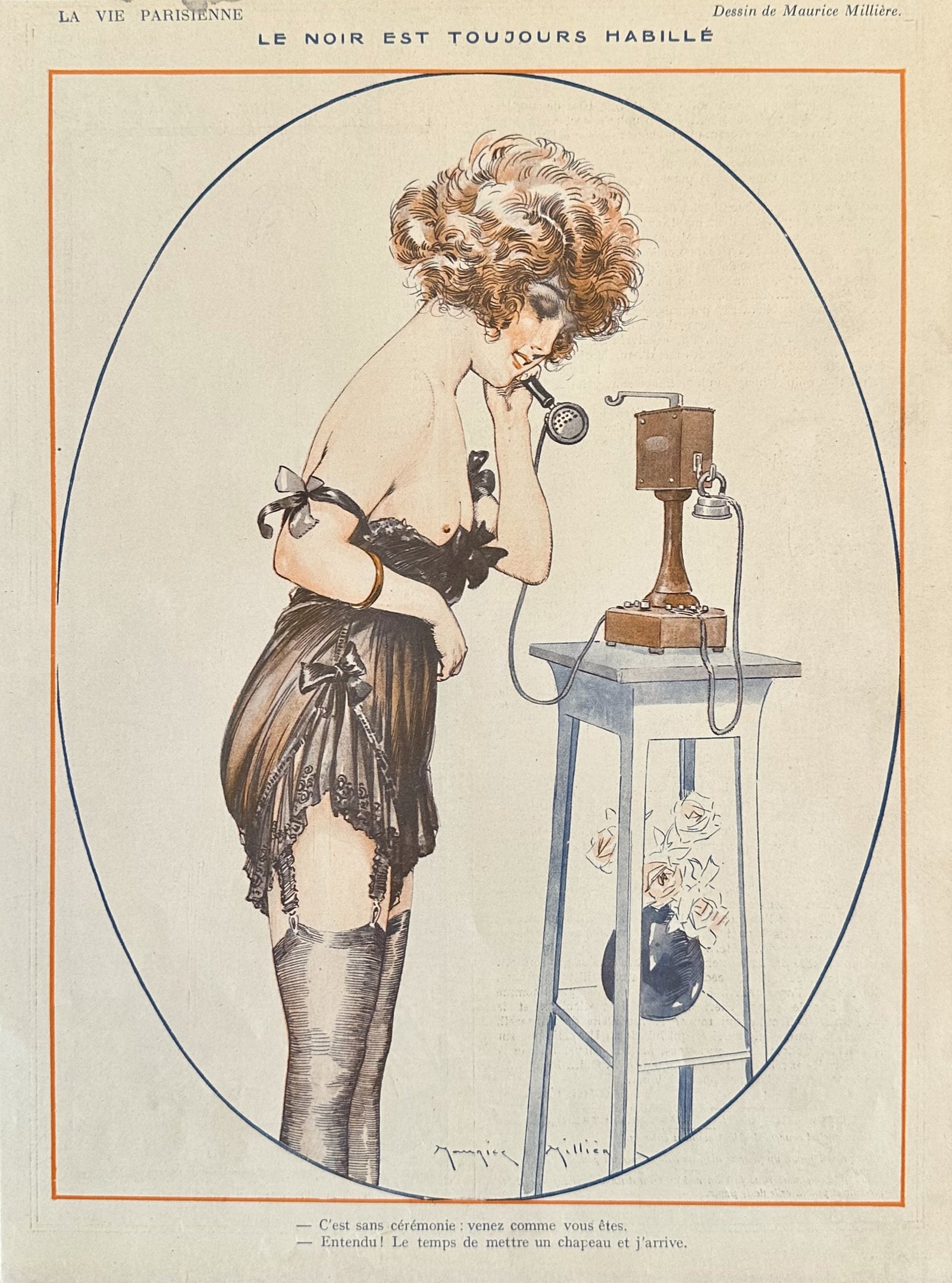 Noir est Toujours- La Vie Parisienne - Authentic Vintage Illustration