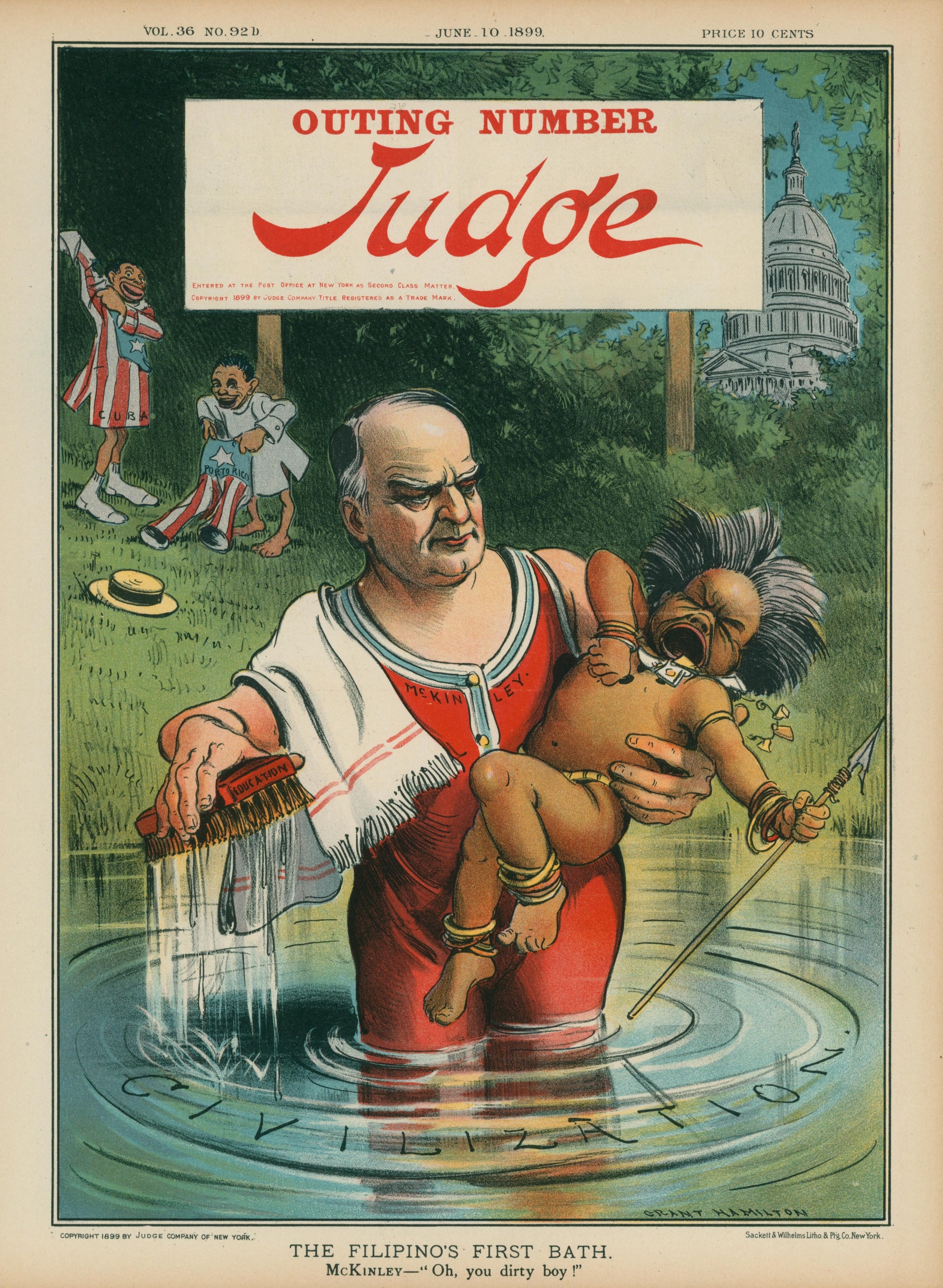 Filipino's First Bath- Judge Magazine - Authentic Vintage Cover Art