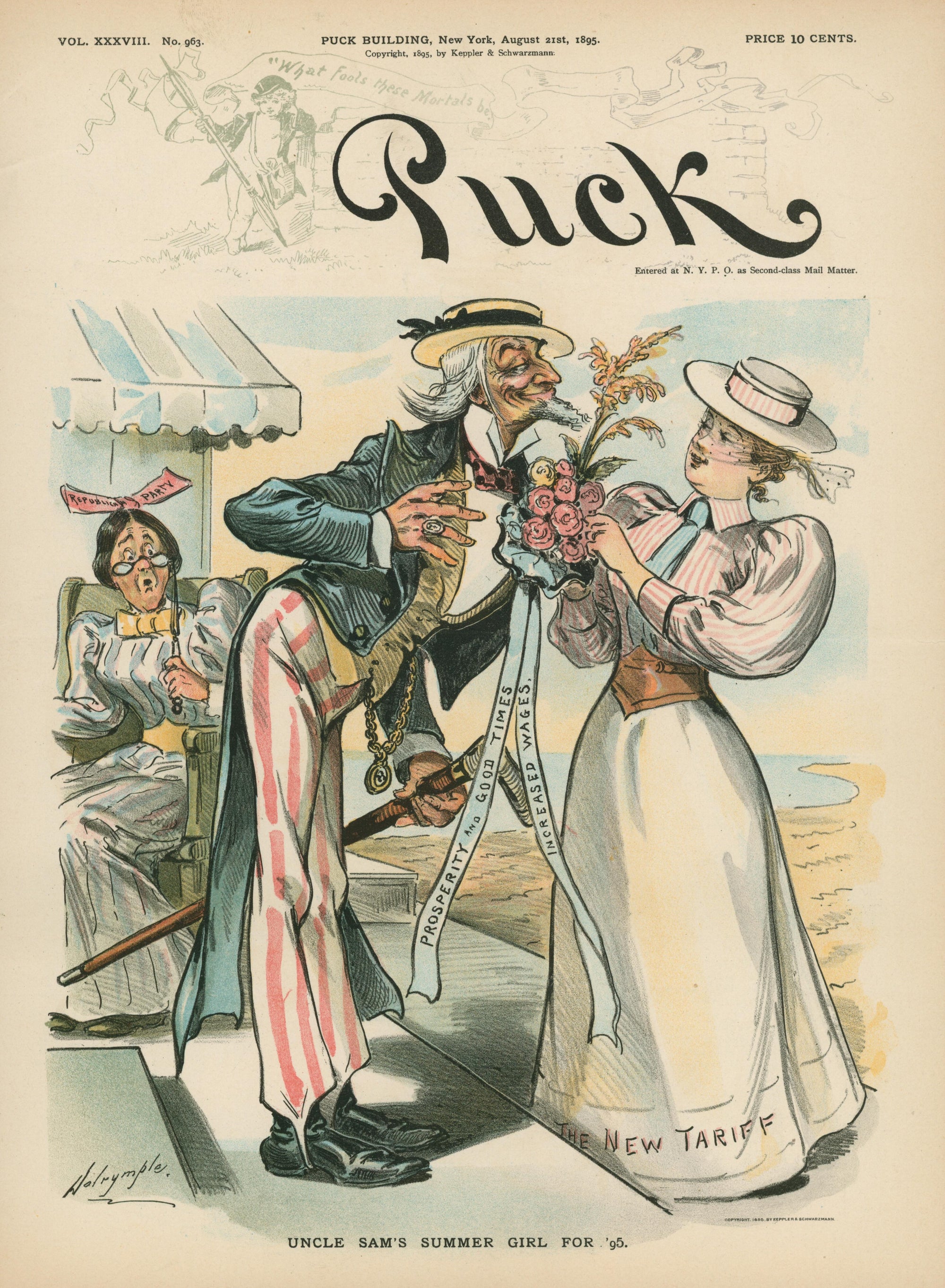 Uncle Sam's Girl- Puck Magazine - Authentic Vintage Cover Art