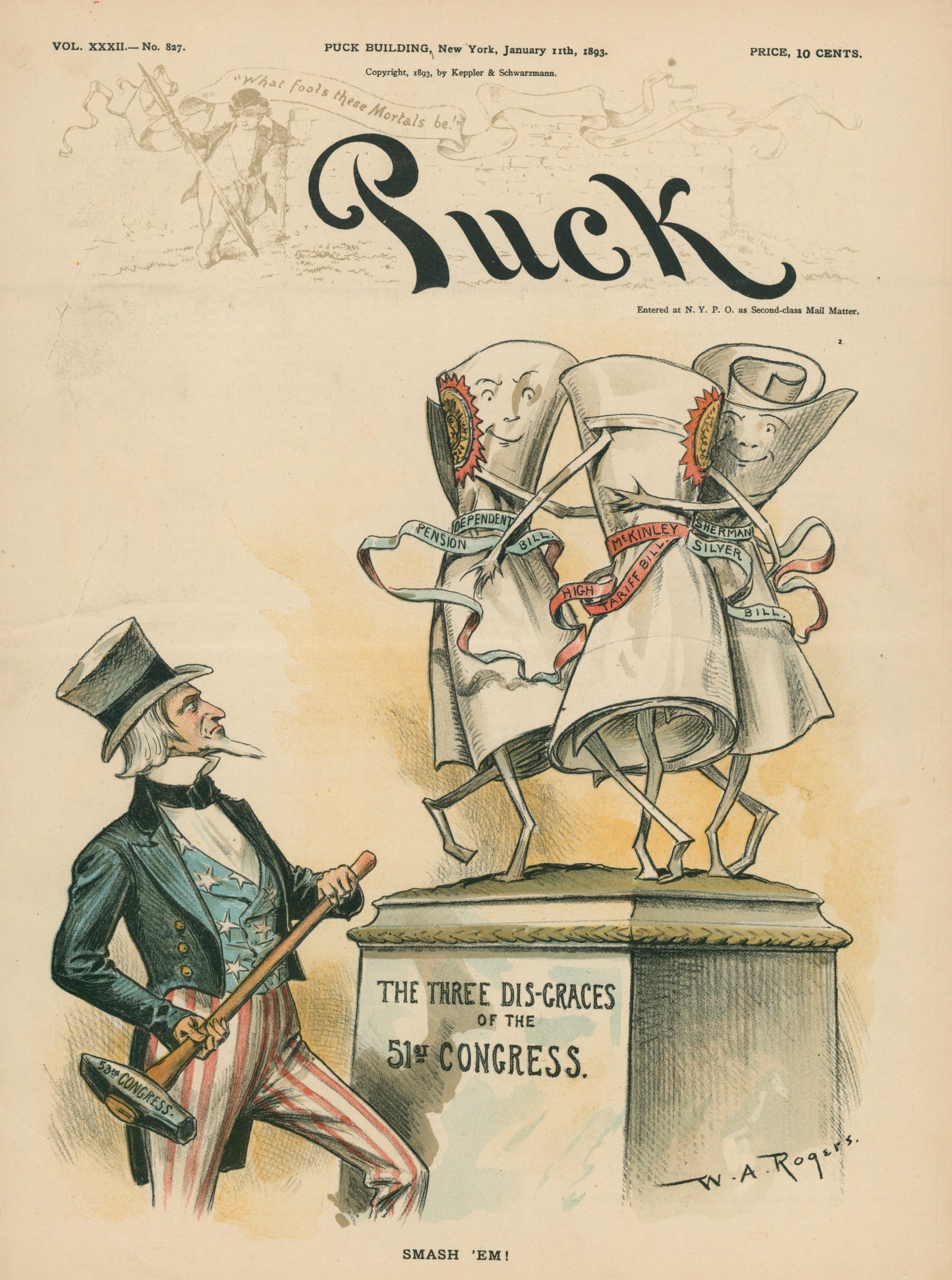 Three Dis-Graces- Puck Magazine - Authentic Vintage Cover Art