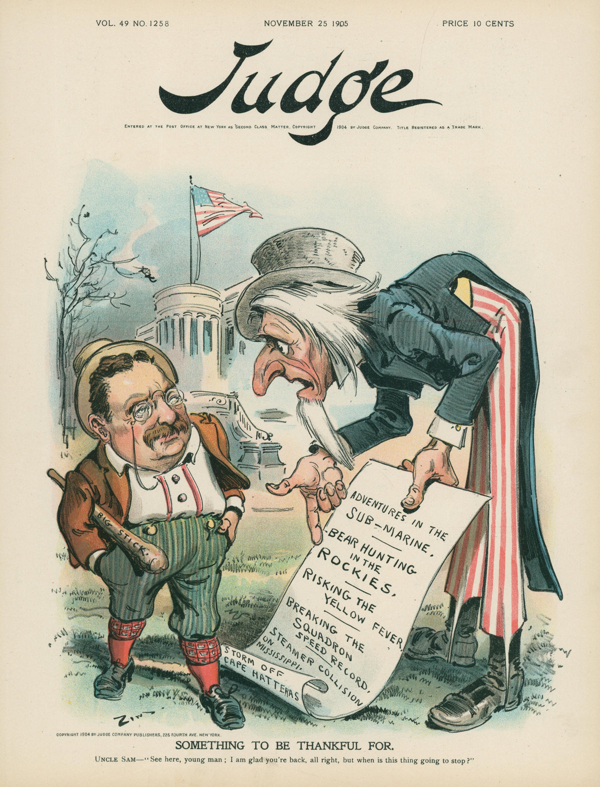 Uncle Sam&#39;s Thank You&#39;s- Judge Magazine - Authentic Vintage Cover Art