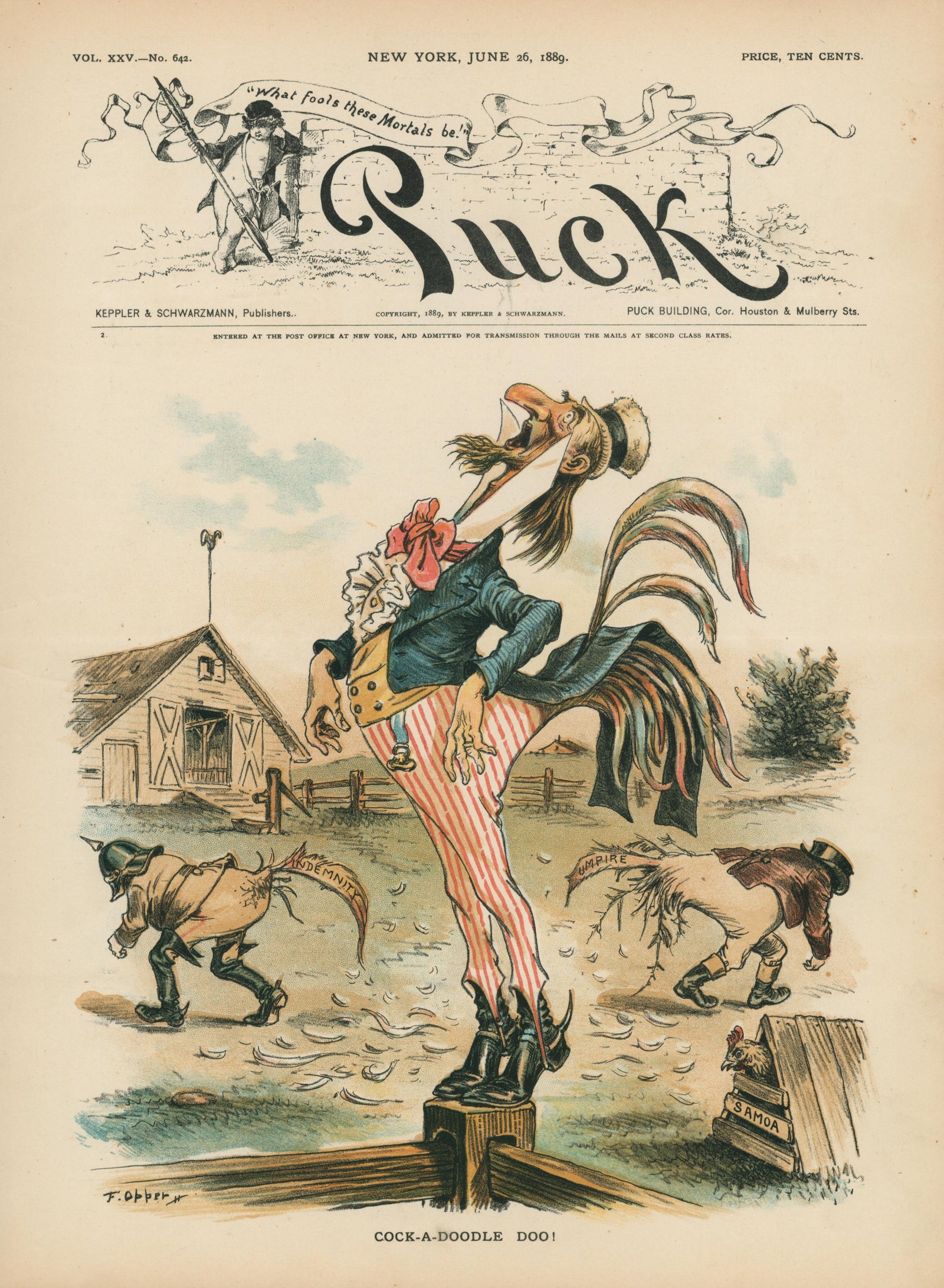 Cock-A-Doodle- Puck Magazine - Authentic Vintage Cover Art