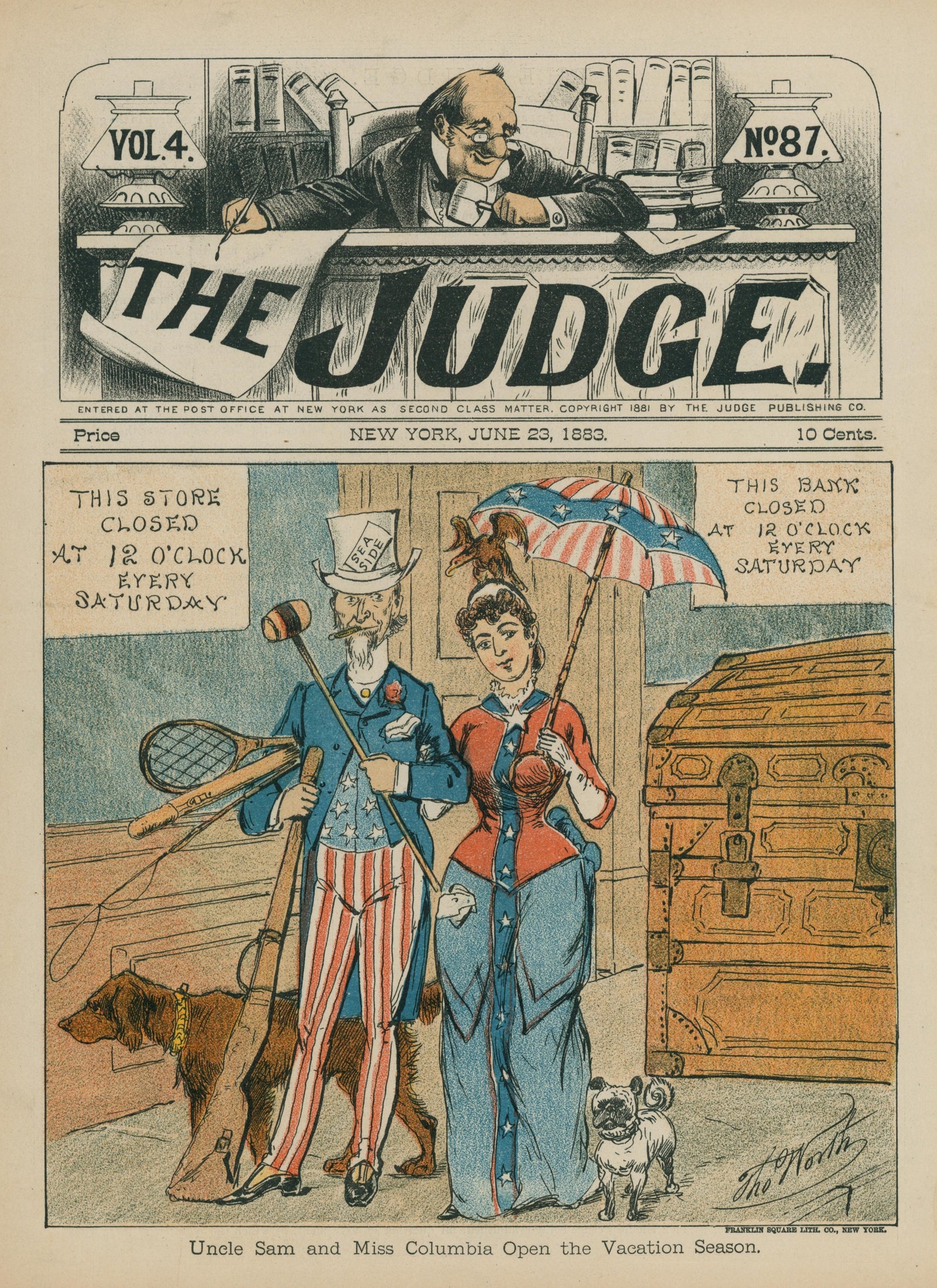 Miss Columbia- Judge Magazine - Authentic Vintage Cover Art