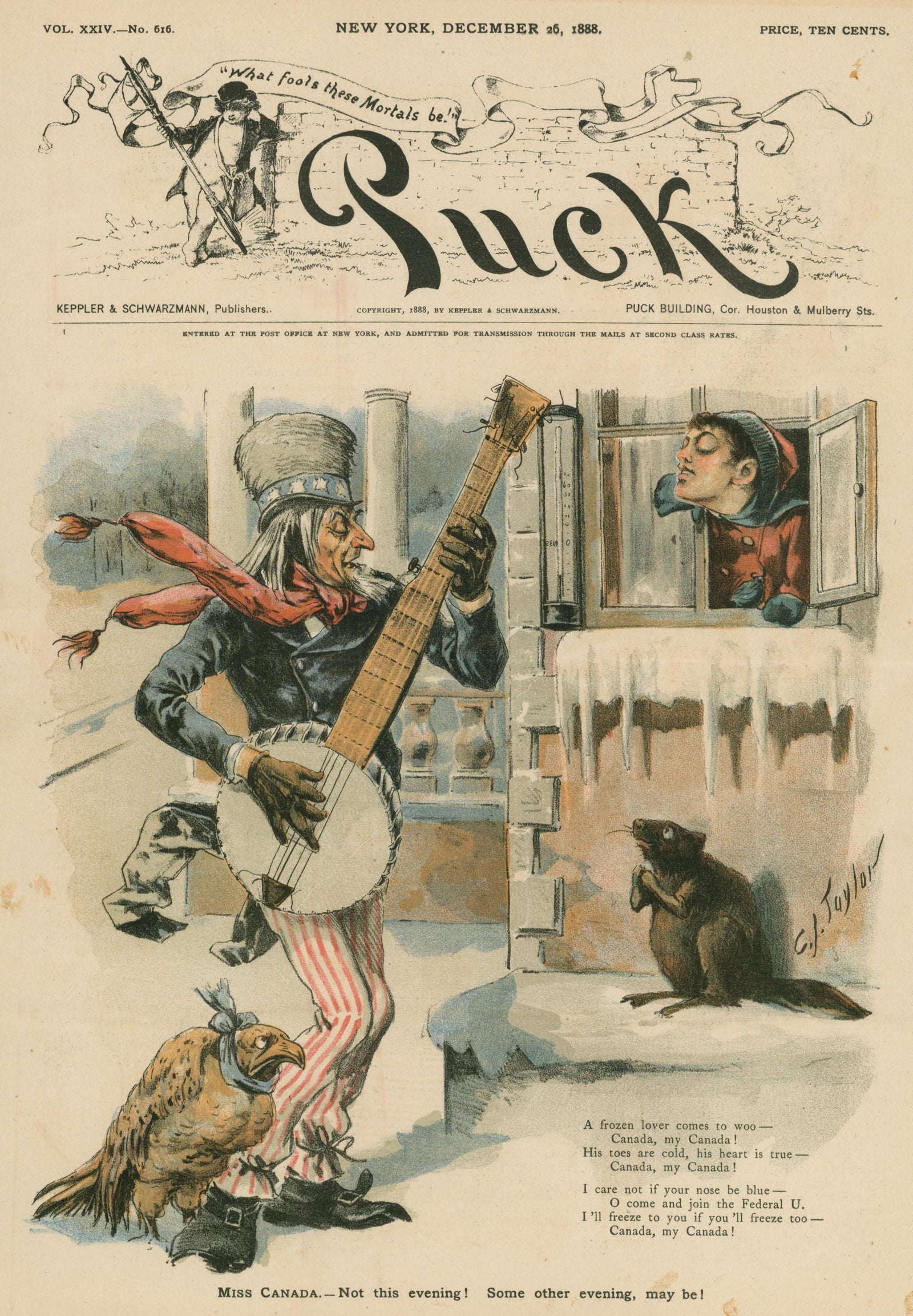 Miss Canada- Puck Magazine - Authentic Vintage Cover Art